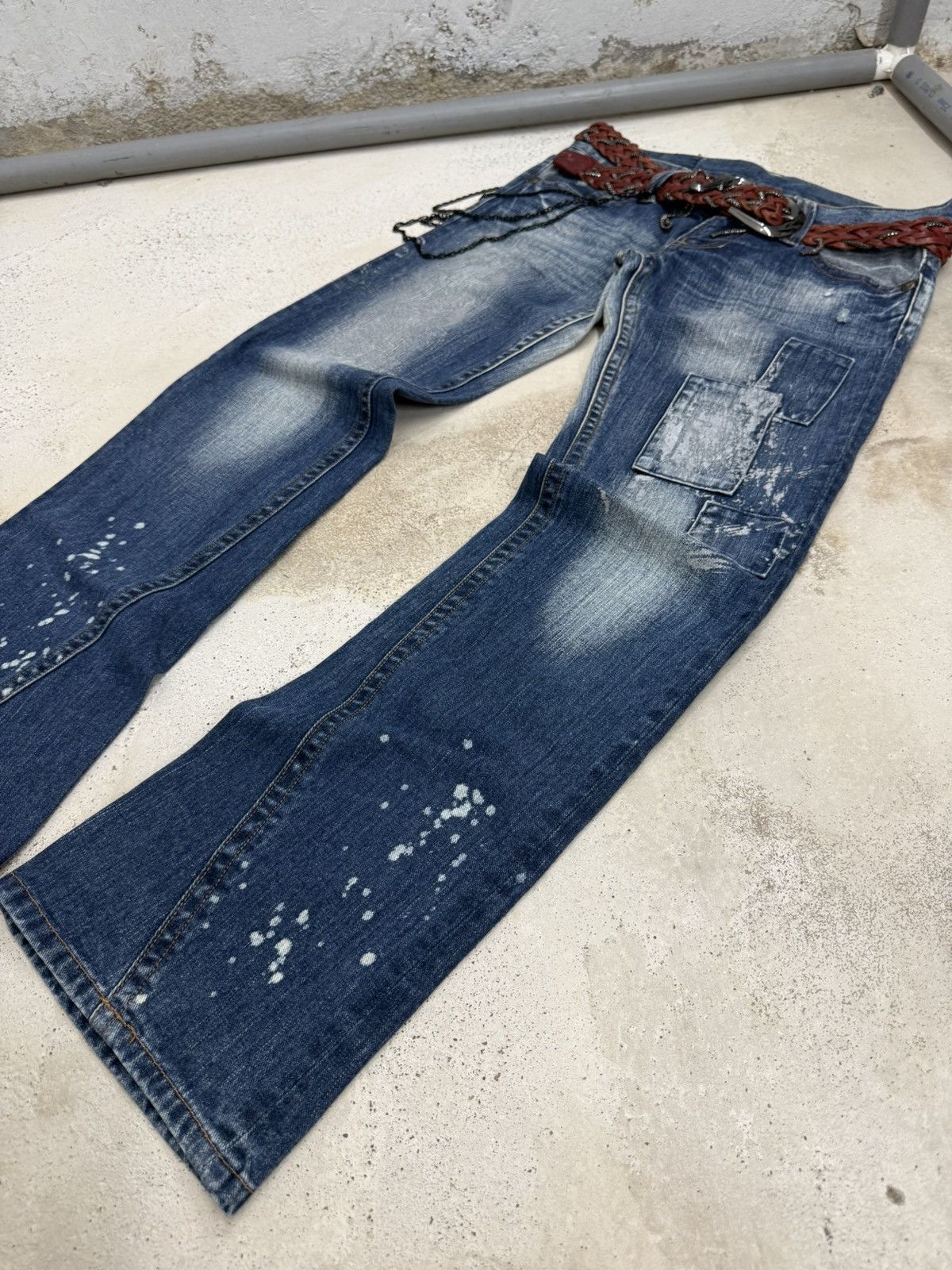 5351 POUR LES HOMMES × Japanese Brand × Le Grande Bleu (L.G.B.) Skybomber Japan Patchwork Painter Low Rise Flared Jeans Size US 30 / EU 46 - 12 Thumbnail