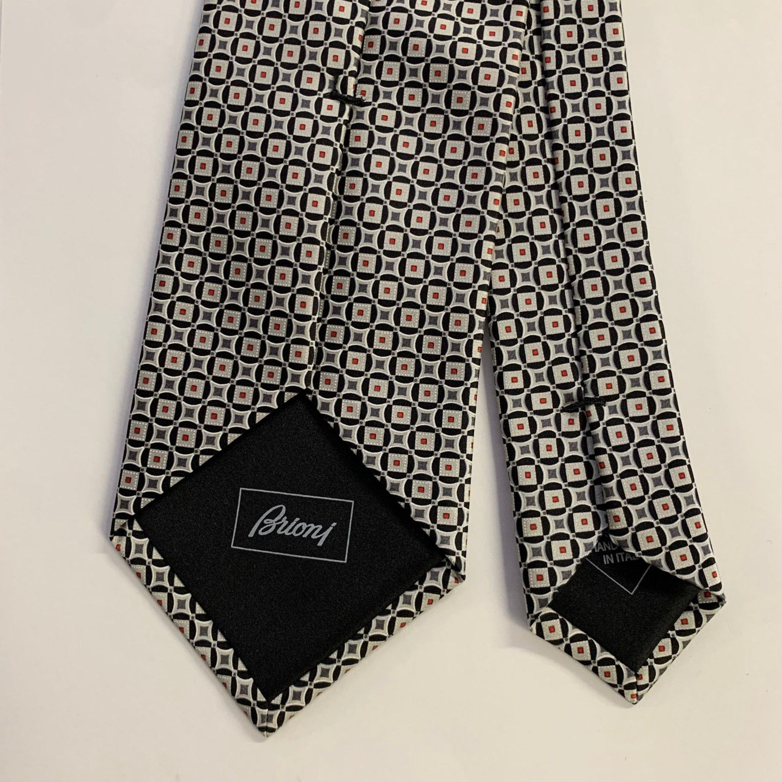 Brioni BRIONI Silver Grey Geometric Silk Tie Size ONE SIZE - 2 Thumbnail