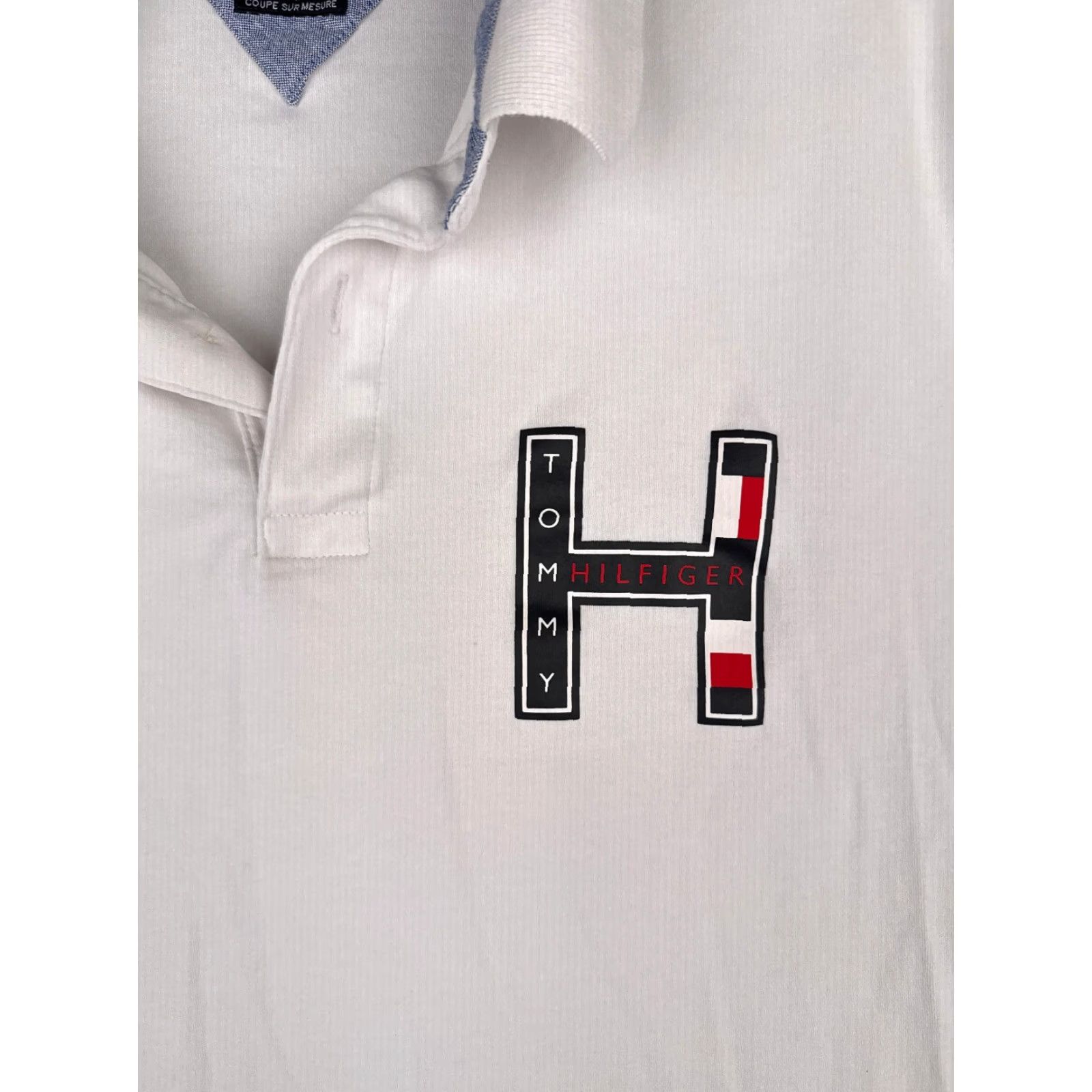 Tommy Hilfiger Tommy Hilfiger Slim Fit Polo Shirt Men Large White 100% Cotton Activewear Logo Size US L / EU 52-54 / 3 - 6 Thumbnail