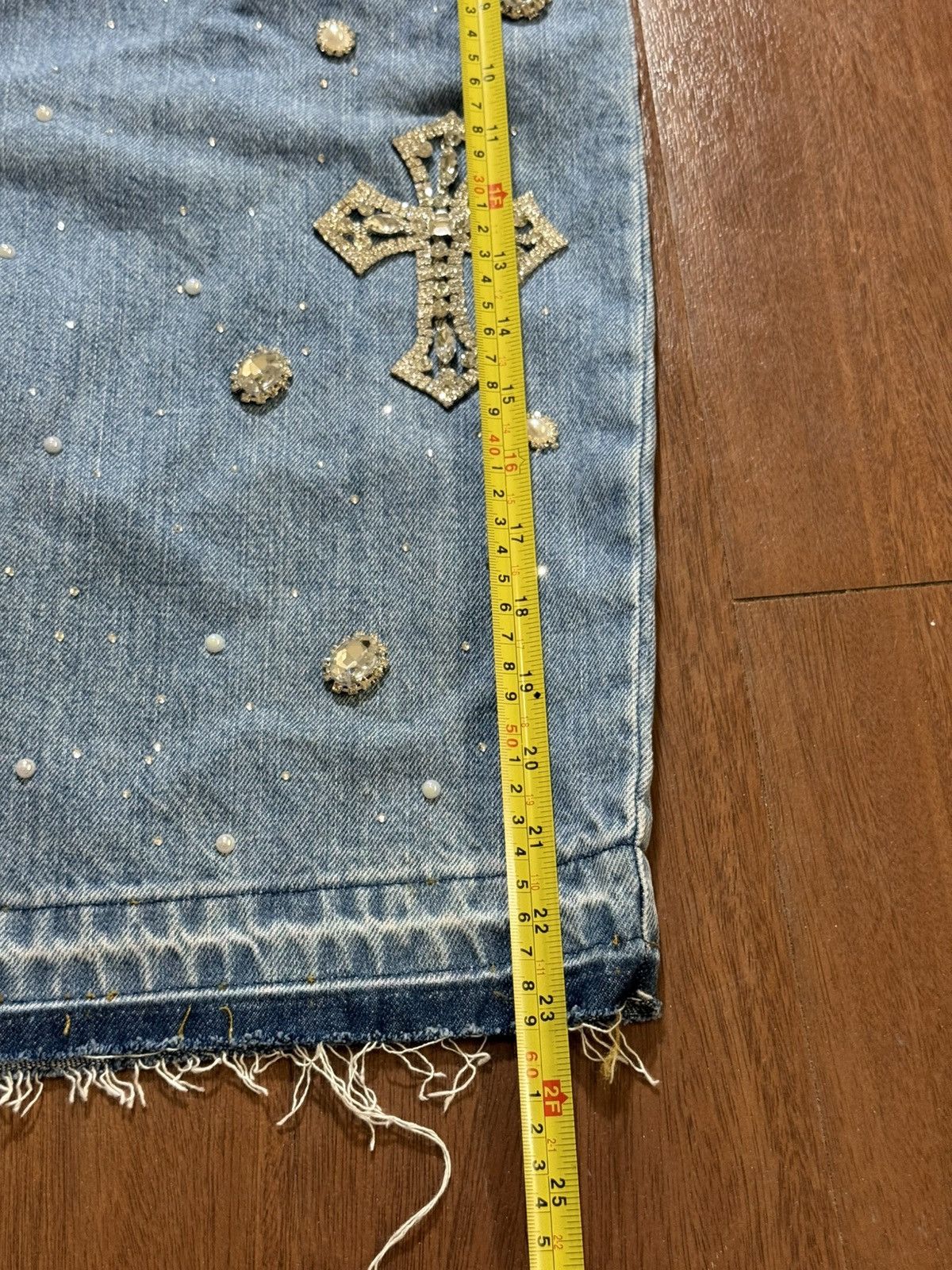 Other Billionaire Dreams Crystal Blue Denim Shorts Size US 38 / EU 54 - 14 Thumbnail