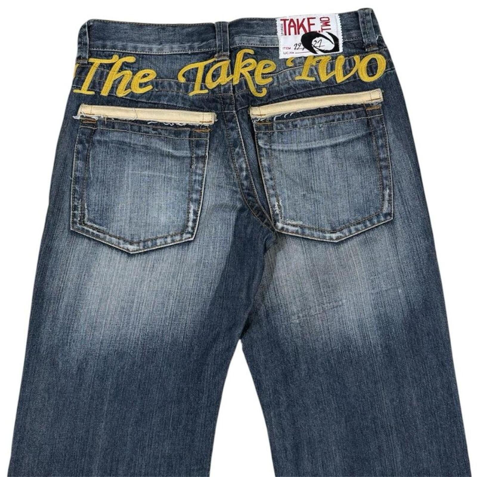 Other Y2K Take Two leather work bootcut style denim jeans Size US 31 - 3 Thumbnail