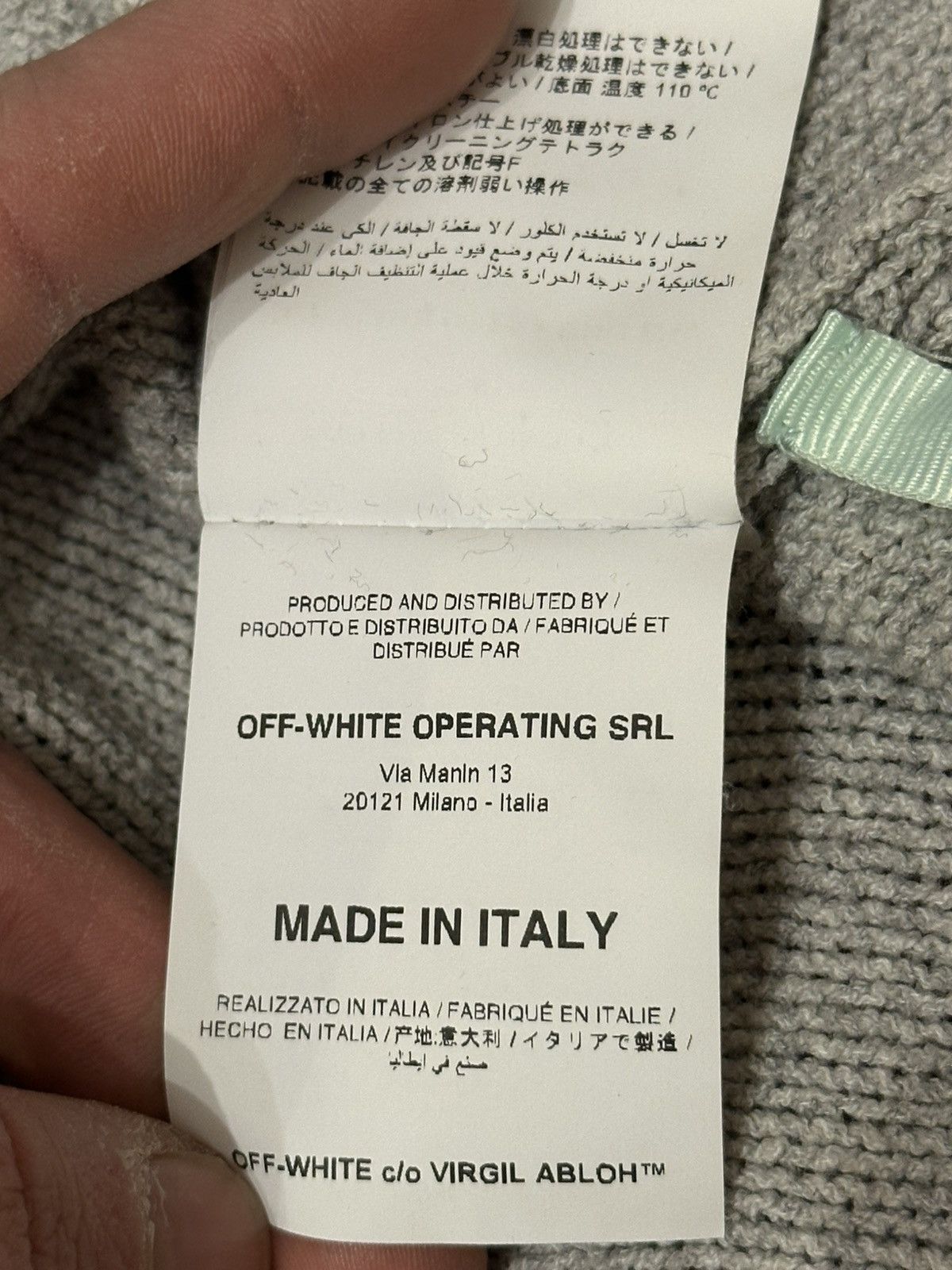 Off-White Off-White Distressed Logo Intarsia Wool Sweater Grey Size M Size US M / EU 48-50 / 2 - 10 Thumbnail