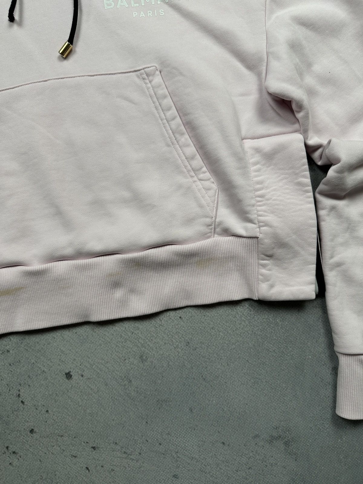 Balmain Balmain Paris Flocked Cropped Hoodie Lux With Logo Tape Trim Size S / US 4 / IT 40 - 5 Thumbnail