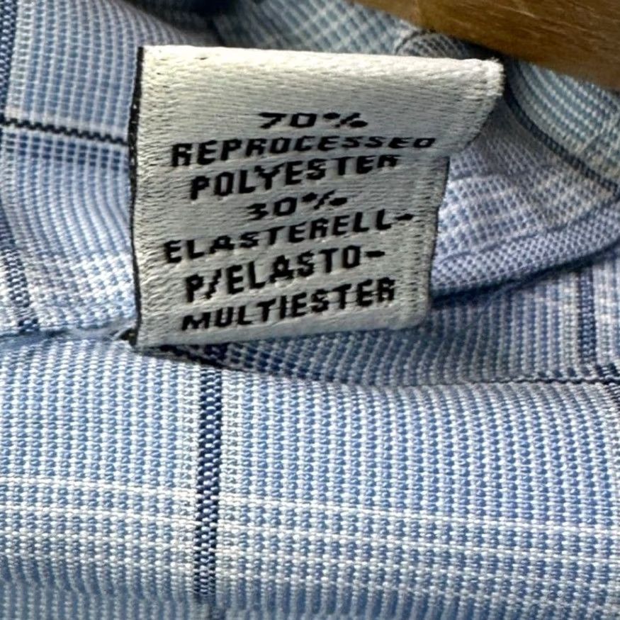 Calvin Klein Calvin Klein Dress Shirt Men Large 16-16.5 32-33 Blue Plaid NEW Size 42R - 7 Thumbnail