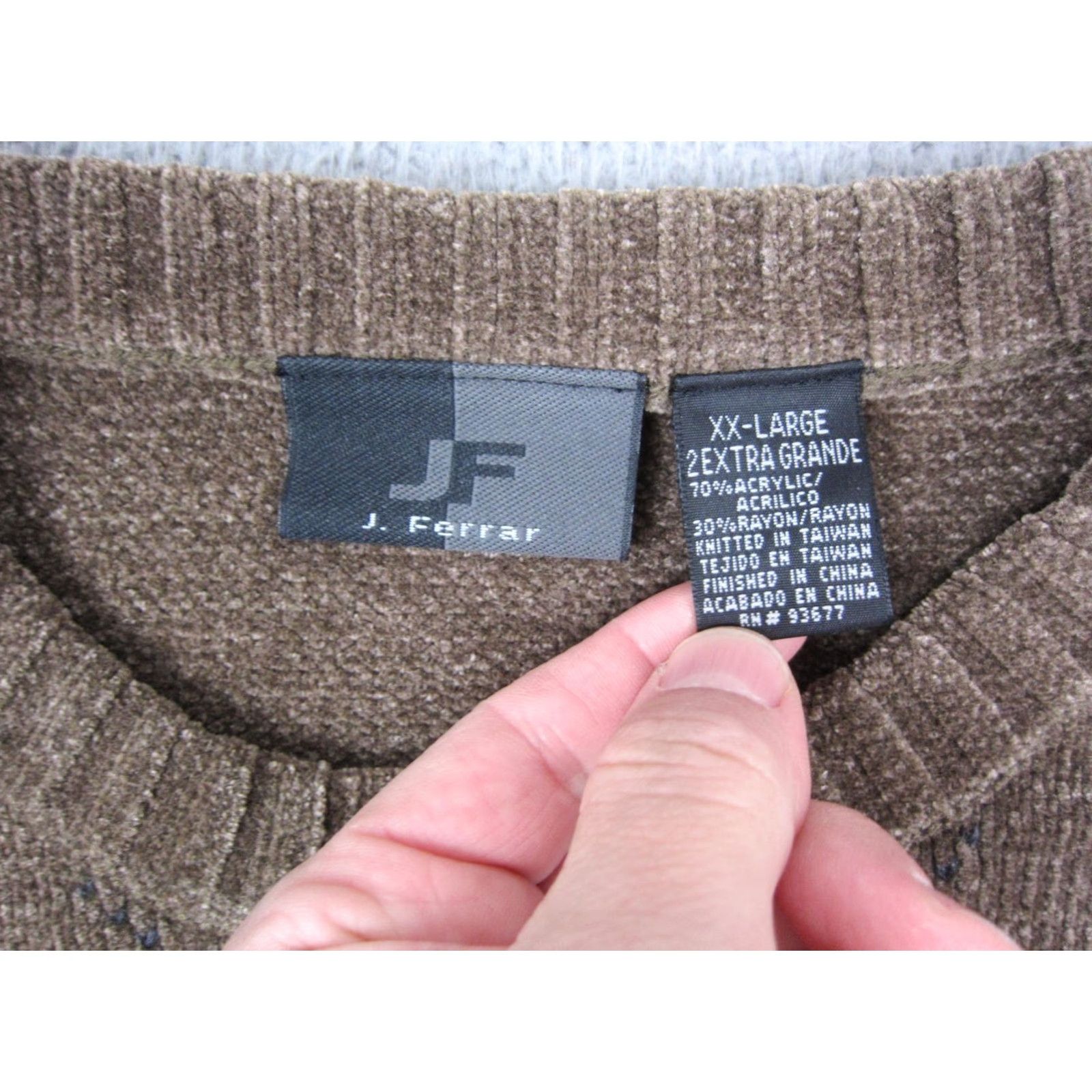 Vintage J. Ferrar Sweater Mens 2XL Brown Argyle Diamond Knit Crewneck Velvet Vintage? No Size US XXL / EU 58 / 5 - 3 Thumbnail