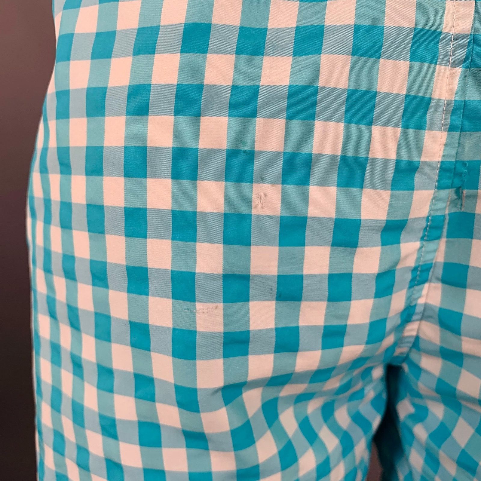 Parke & Ronen Turquoise White Gingham Polyester Blend Swim Trunks Size US 36 / EU 52 - 3 Thumbnail