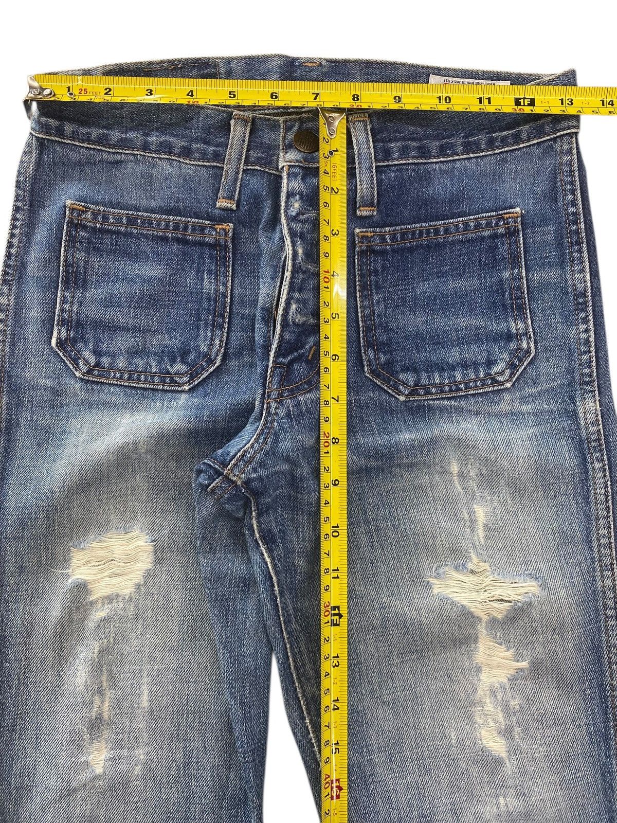 Big John Big John Faded Wash Ripped Style Flare Jeans Size US 27 - 6 Thumbnail