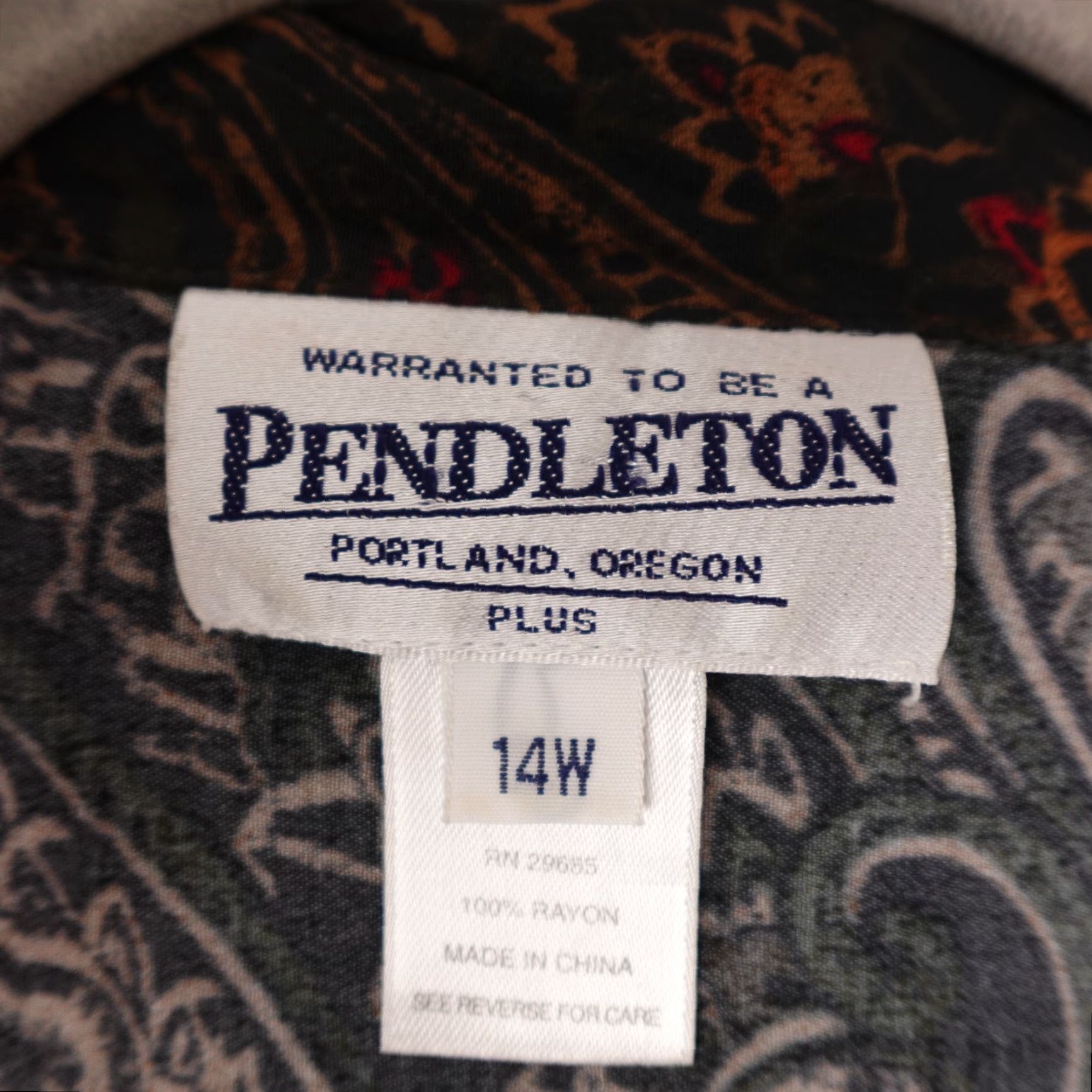 Pendleton VINTAGE Pendleton Shirt Womens 14W Brown Paisley Long Sleeve 100% Rayon V-Neck Boho Mens? Size XL / US 12-14 / IT 48-50 - 2 Thumbnail