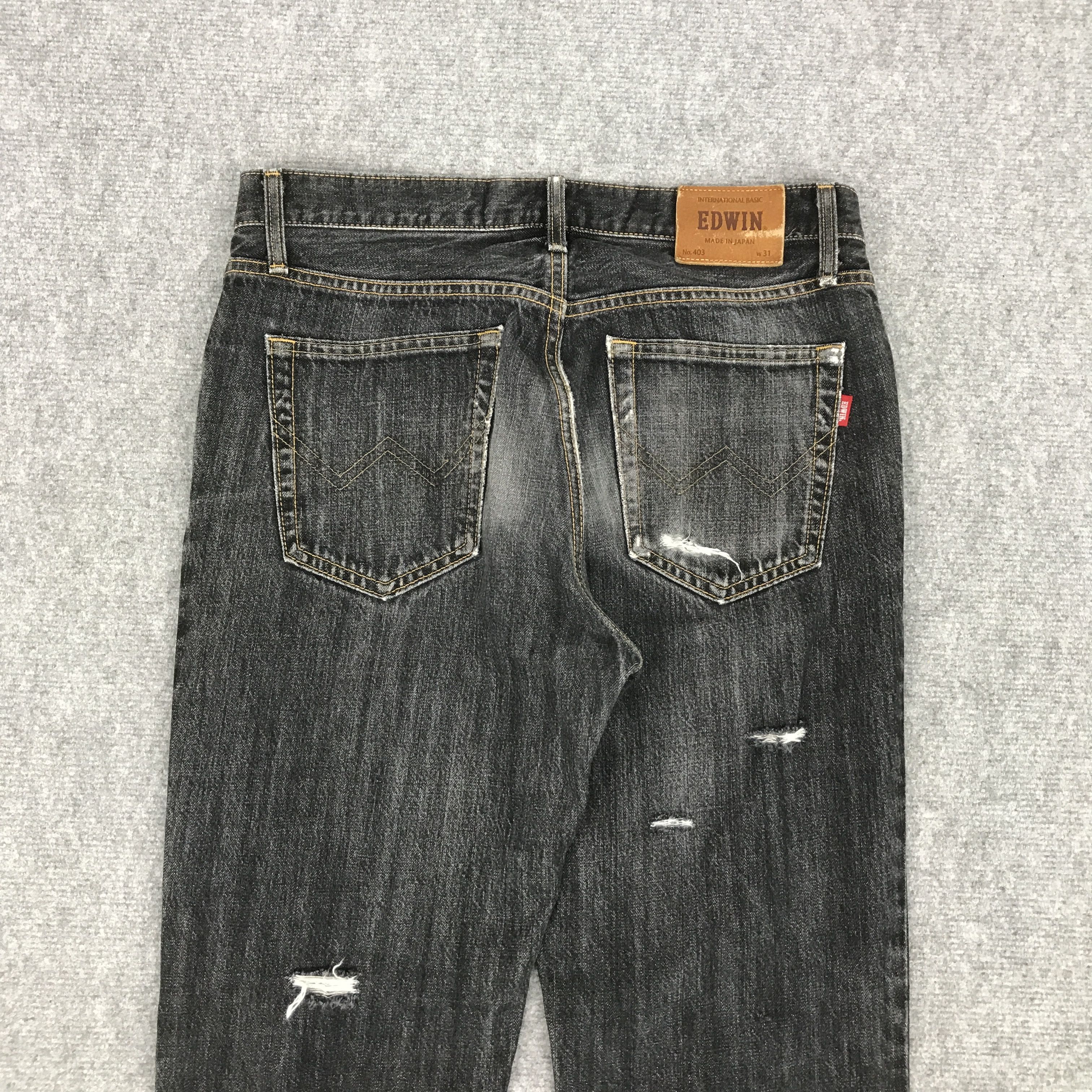 Edwin × Japanese Brand BLACK DENIM EDWIN DISTRESSED PUNK STYLE JEANS Size US 31 - 5 Thumbnail