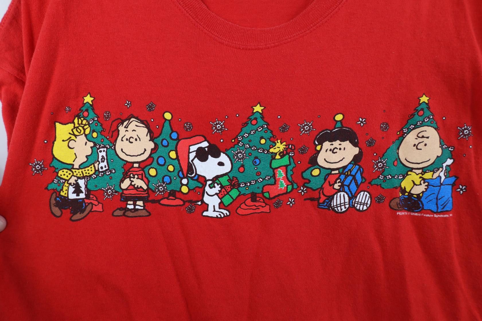 Gildan Vintage Y2K Peanuts Charlie Brown Joe Cool Christmas T-Shirt Size US XL / EU 56 / 4 - 4 Thumbnail