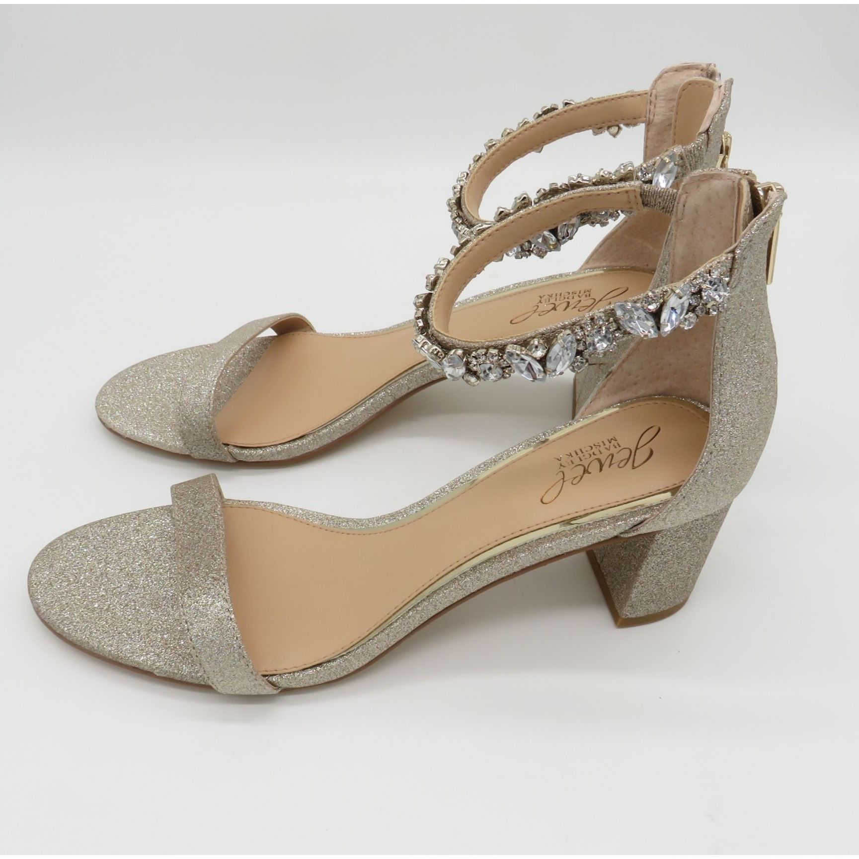 Badgley Mischka Jewel By Badgley Mischka Women's Gold Block Heel Sandals Rhi Size US 9 / IT 39 - 3 Thumbnail