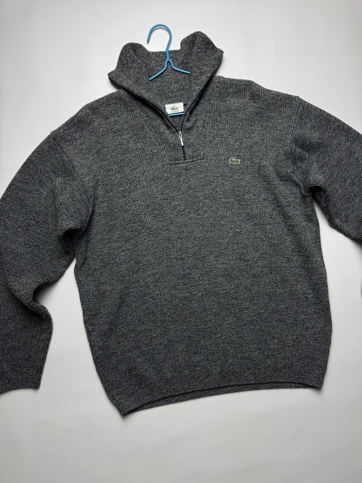 Lacoste Lacoste Half-Zip Wool Blend Sweater / Grey Melange Size US L / EU 52-54 / 3 - 12 Thumbnail