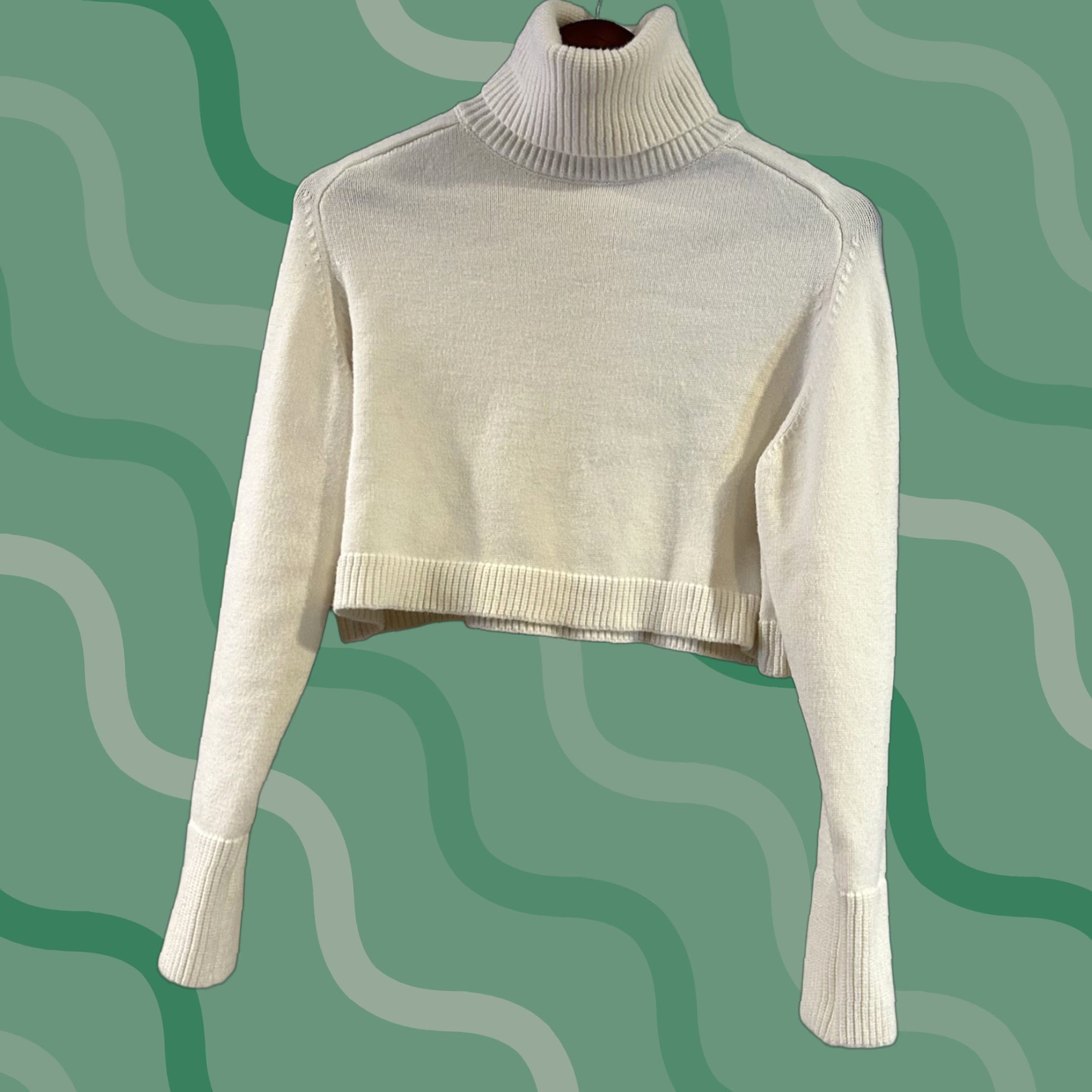 Zara ZARA Womens Sweater Pullover Knit Turtleneck Cropped Ivory Size S Regular Knit Style Pullover Size S / US 4 / IT 40 - 1 Thumbnail