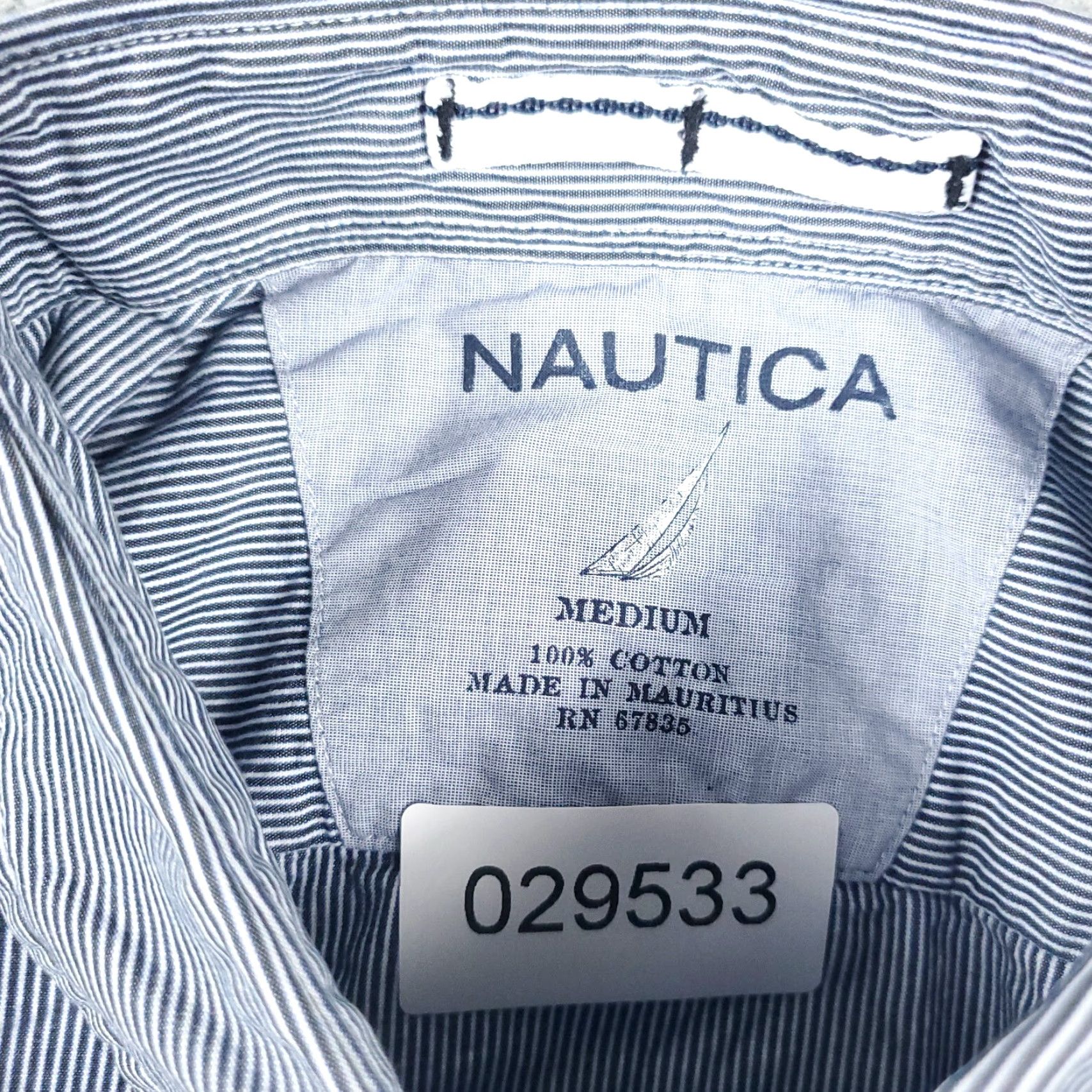 Nautica Nautica Casual Button-Up Shirt Mens Medium Blue White Striped Long Sleeve Size US M / EU 48-50 / 2 - 6 Thumbnail