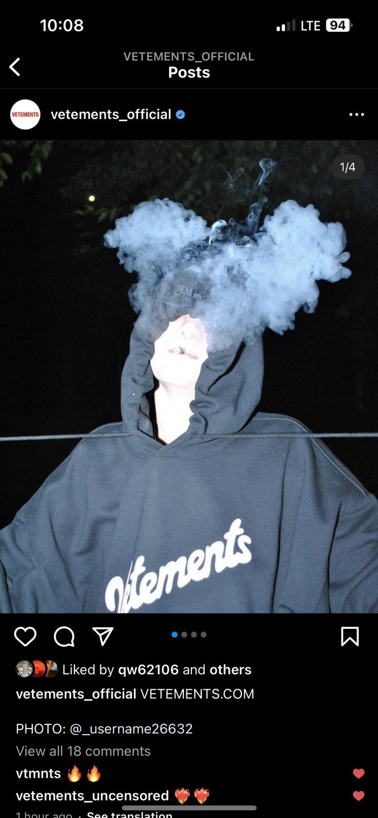 Vetements Vetemnets sweet logo hoodie black Size US XL / EU 56 / 4 - 2 Thumbnail