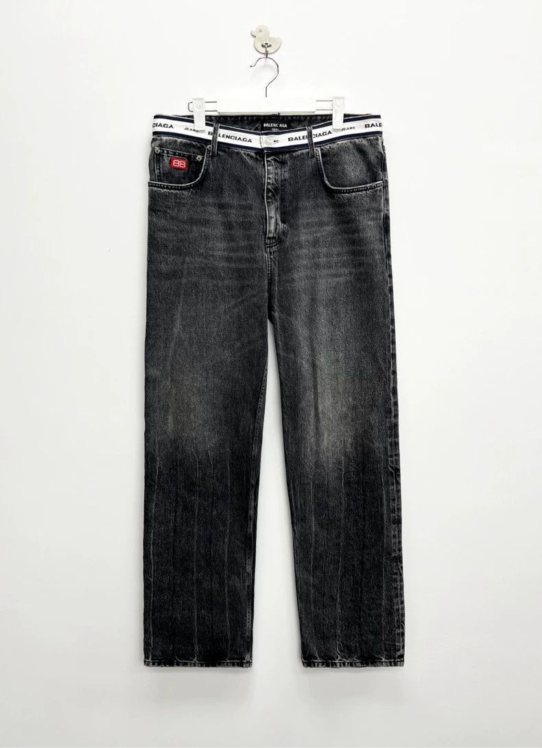 Balenciaga size M Washed distressed black belt double B ja