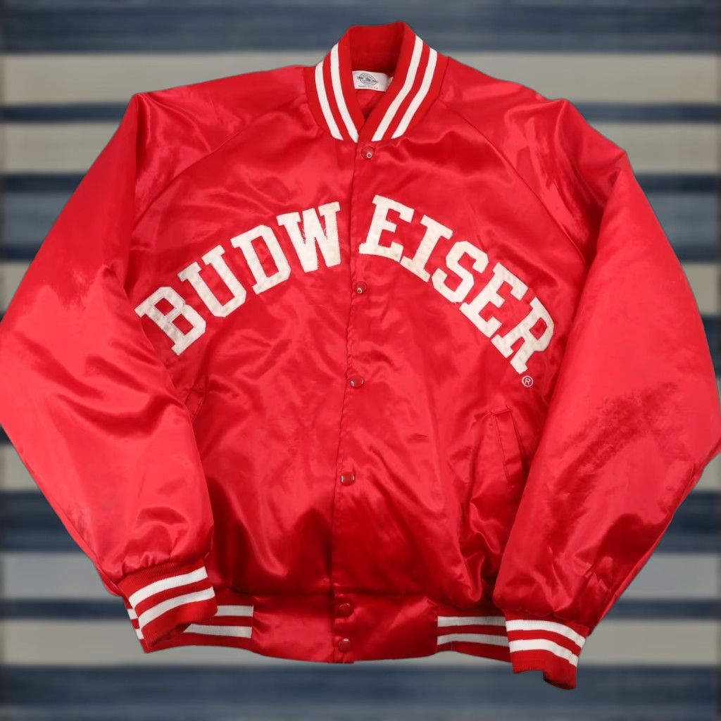 Budweiser VINTAGE Budweiser Beer Spellout Satin Jacket Red 2XL Mens XX L (27"x29") Size US XXL / EU 58 / 5 - 1 Thumbnail