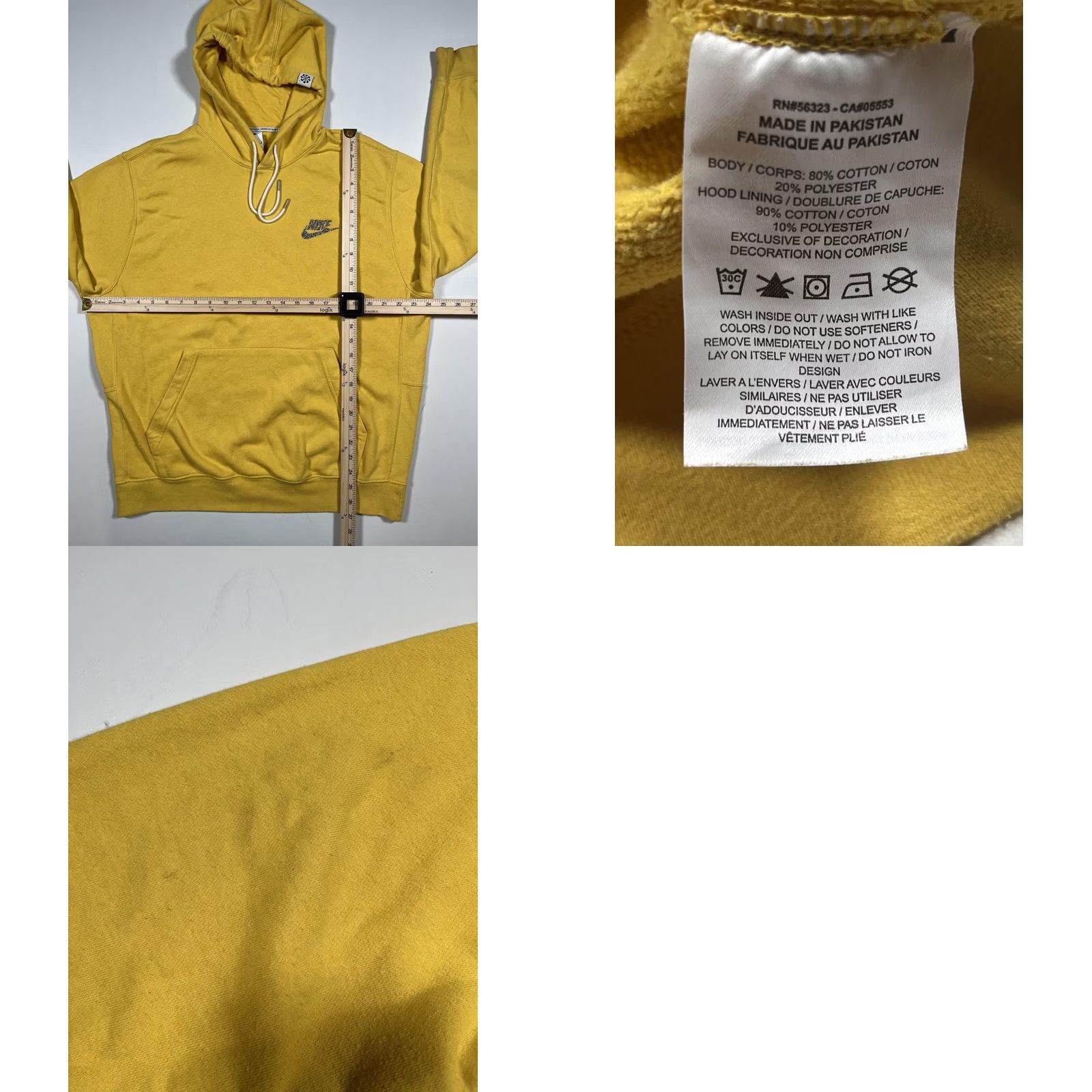 Nike Nike Hoodie Mens Large Yellow Glitter Swoosh Logo Pullover Fleece Sweatshirt Size US L / EU 52-54 / 3 - 8 Thumbnail
