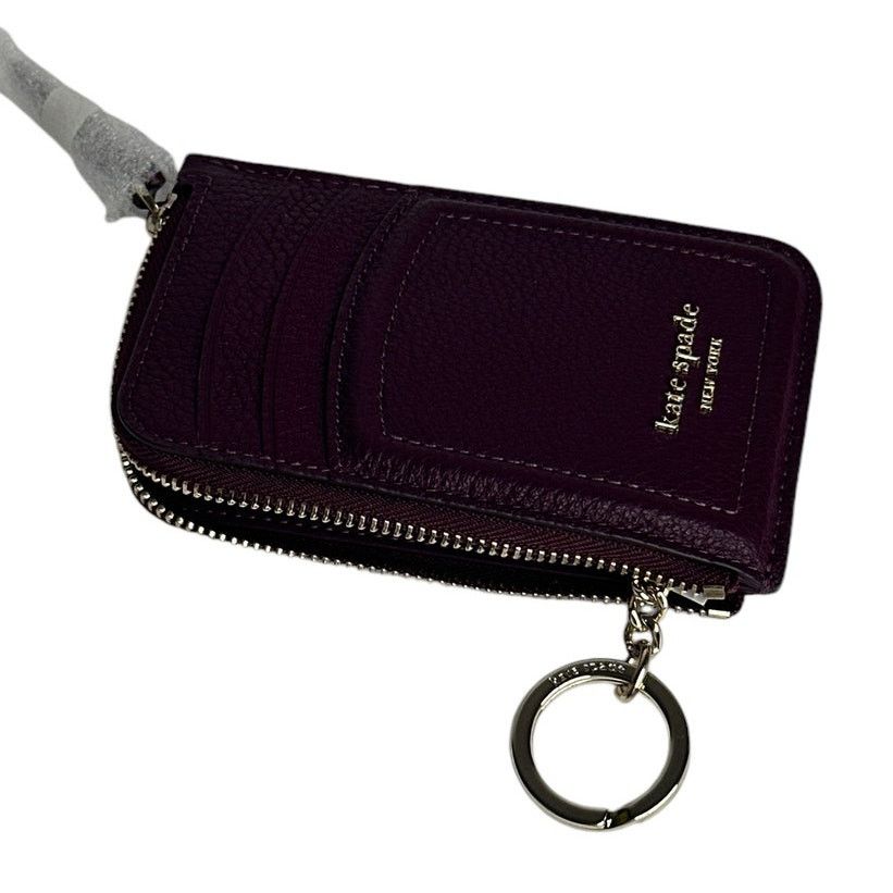 Kate Spade Kate Spade Knott Pebbled Leather Zip Card Holder Deep Cherry Size ONE SIZE - 7 Thumbnail