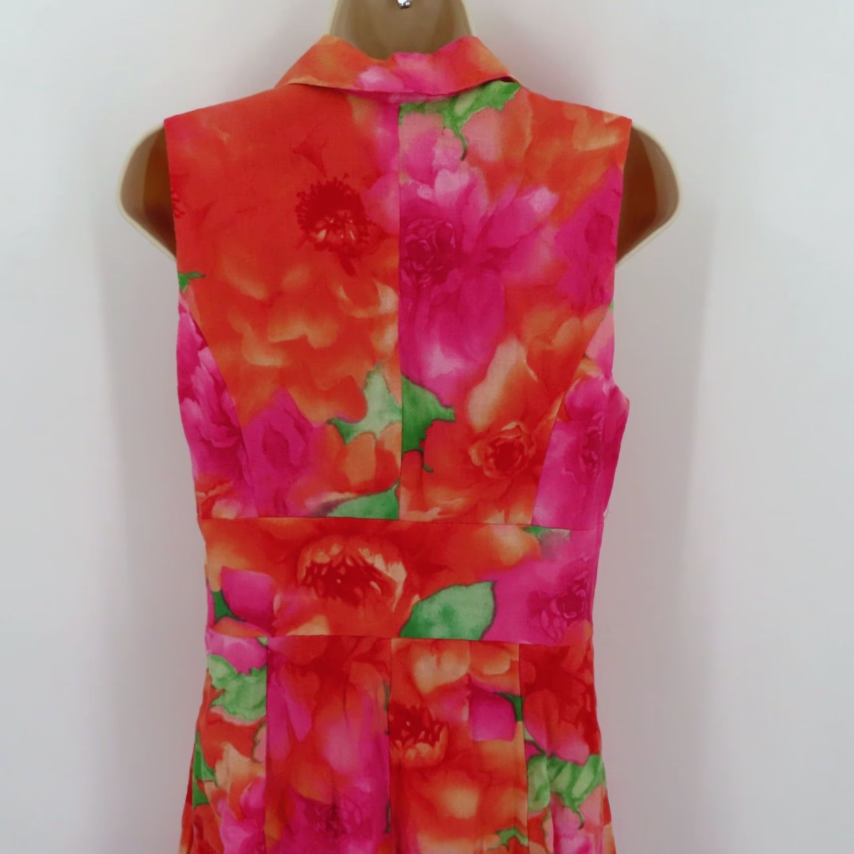 Jones New York Jones New York Women Dress Sundress Linen Floral Sleeveless Orange Pink Collar Knee Length Size 6 Size M / US 6-8 / IT 42-44 - 7 Thumbnail