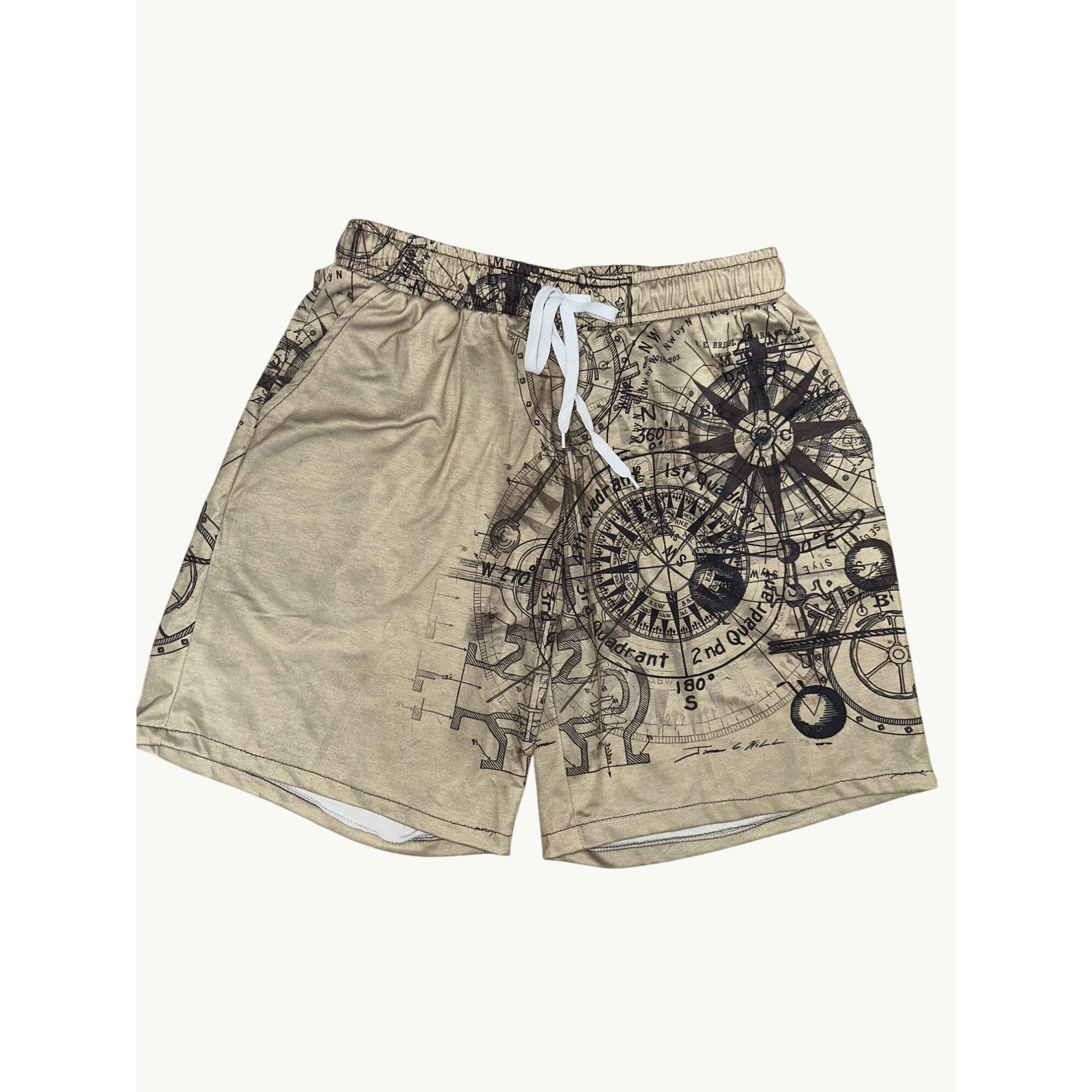Other CCC James C Hill Nautical Map Print Shorts Beige Black Graph Size US 28 / EU 44 - 5 Thumbnail