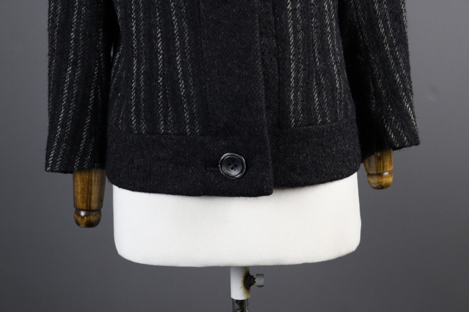 Valstar Vintage Vita by Valstar Wool Gray Stripe Coat Jacket Size L Size L / US 10 / IT 46 - 4 Thumbnail