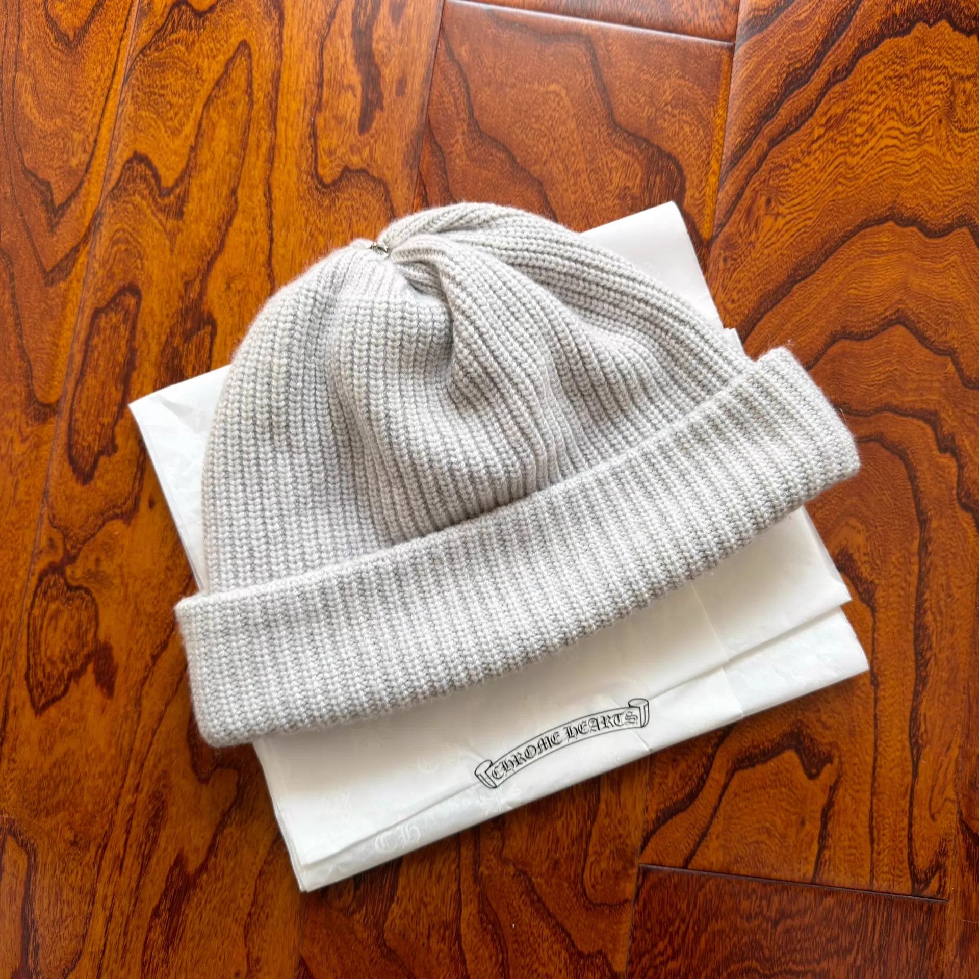 Chrome Hearts Chrome Hearts Gray Star Patch Cross Knit Beanie Size ONE SIZE - 2 Thumbnail