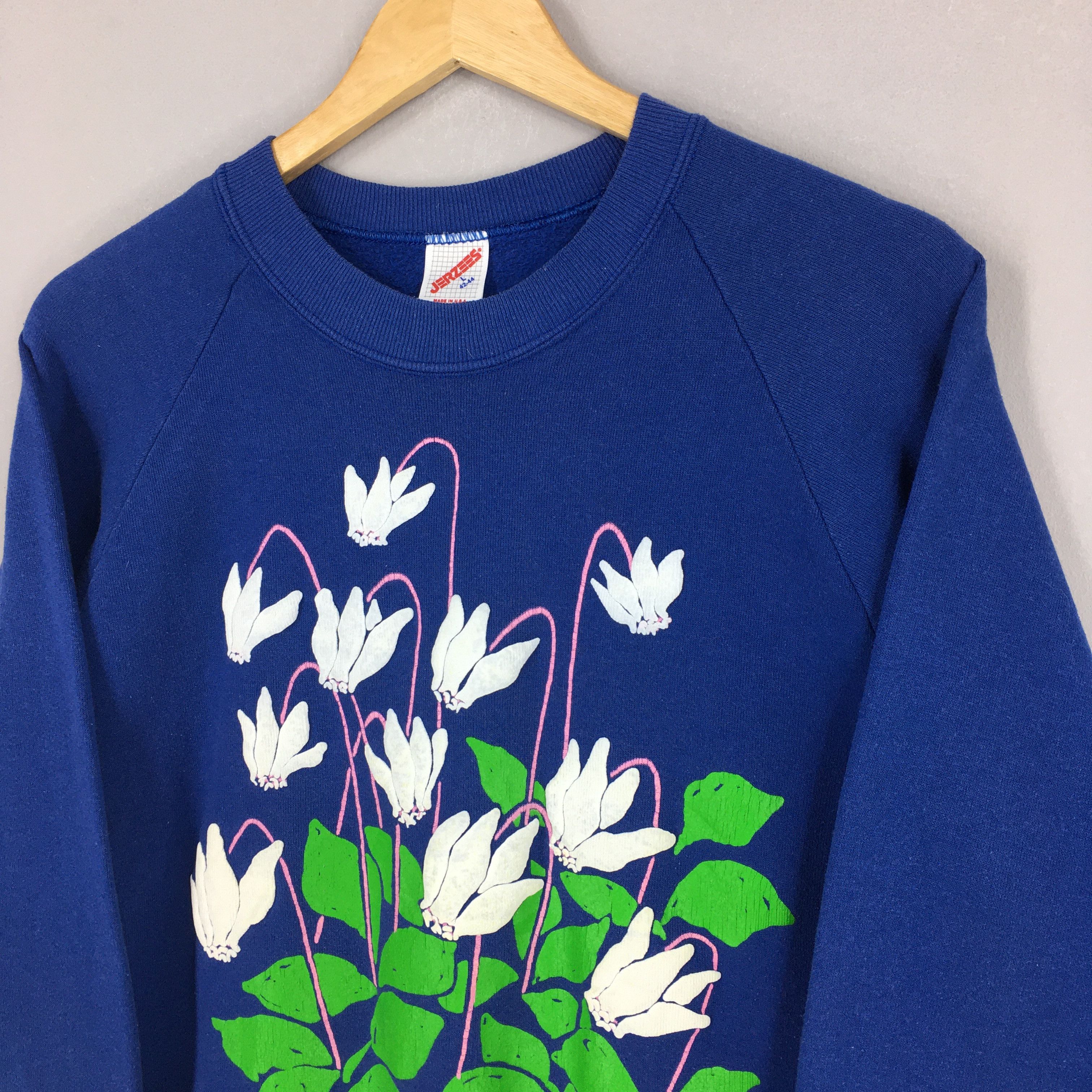 Jerzees Vintage 90s Pop Art Floral Sweatshirt Women Large Size M / US 6-8 / IT 42-44 - 3 Thumbnail