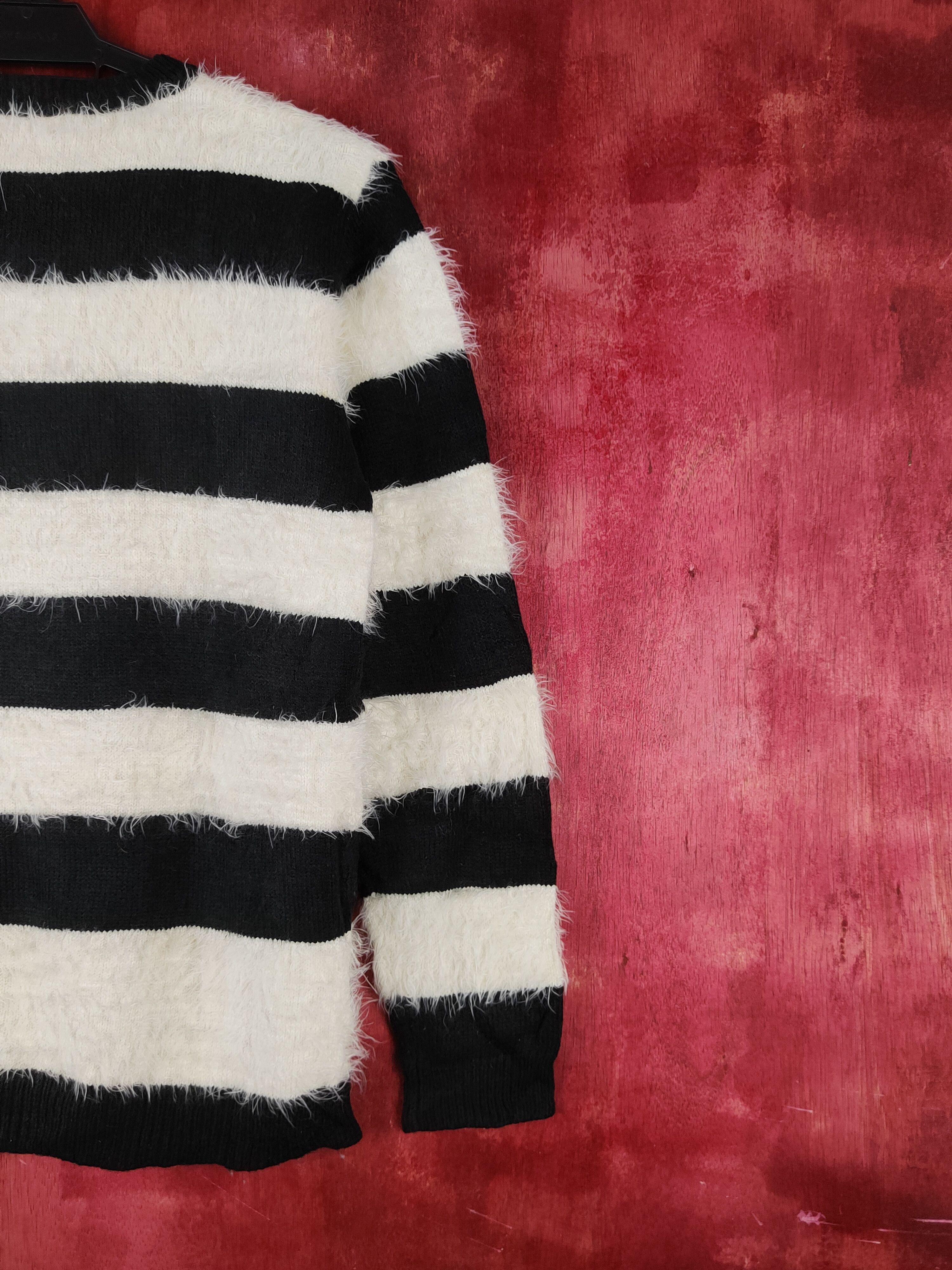 Japanese Brand × Vintage Beige Stripe Fur Mohair Knitwear ❌ Kurt Cobain Design Size M / US 6-8 / IT 42-44 - 10 Thumbnail