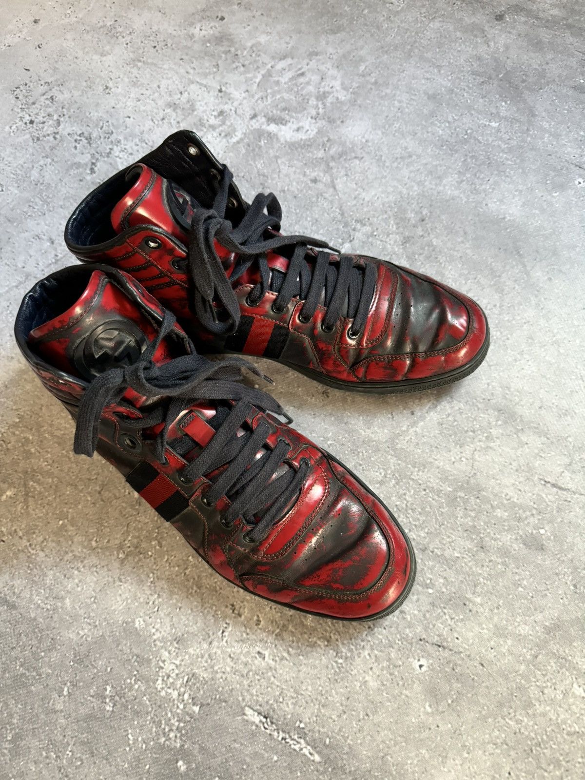 Gucci Gucci ‘GG’ Logo Black/Red High-Top Sneakers Size US 9.5 / EU 42-43 - 4 Thumbnail