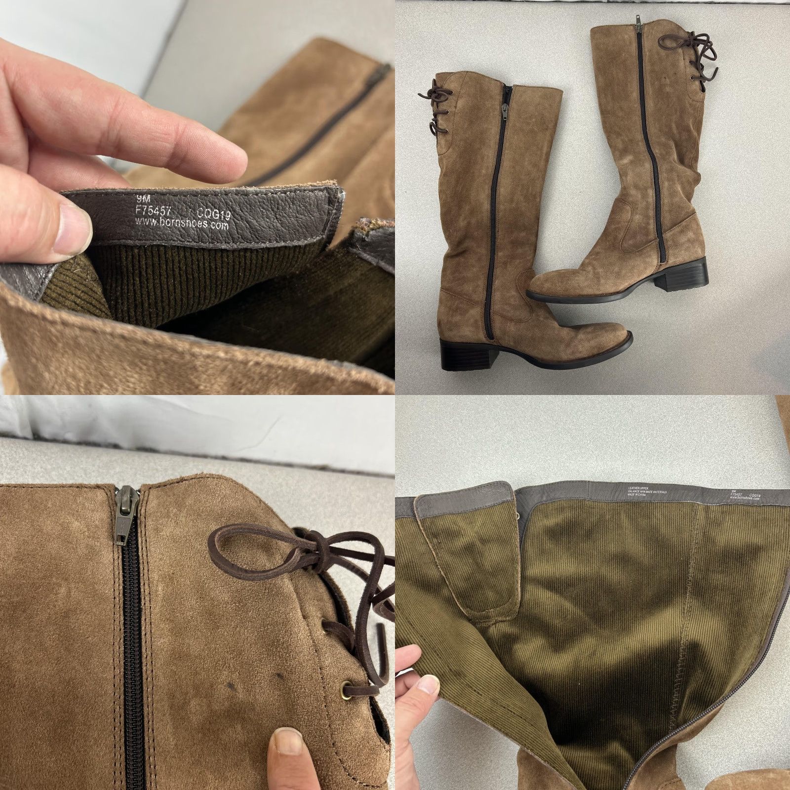 Born Born Boots Womens Size 9 Brown Suede Knee High Riding Zip Lace Up Block Heel Size US 9 / IT 39 - 8 Thumbnail