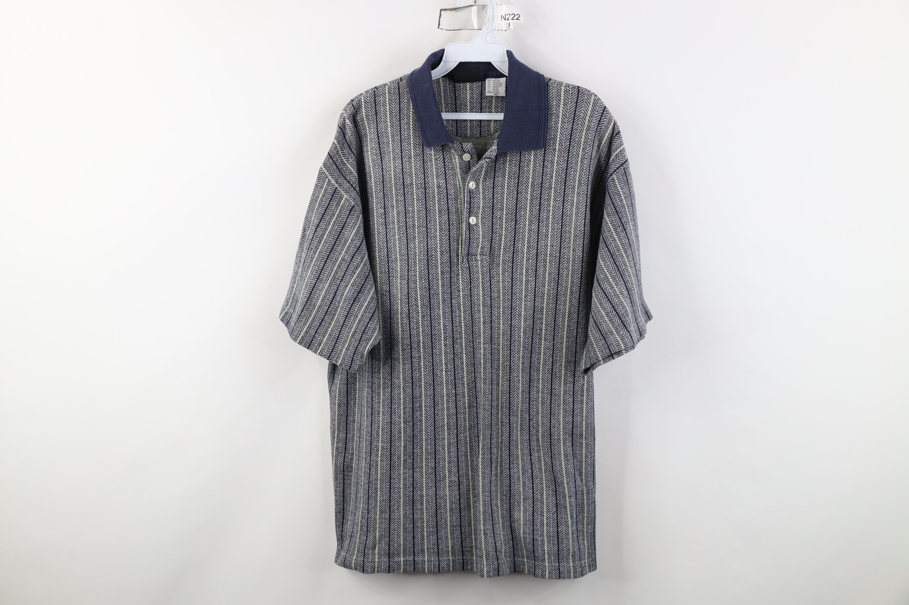 Vintage Vintage 90s Streetwear Herringbone Knit Golf Polo Shirt Size US M / EU 48-50 / 2 - 1 Thumbnail