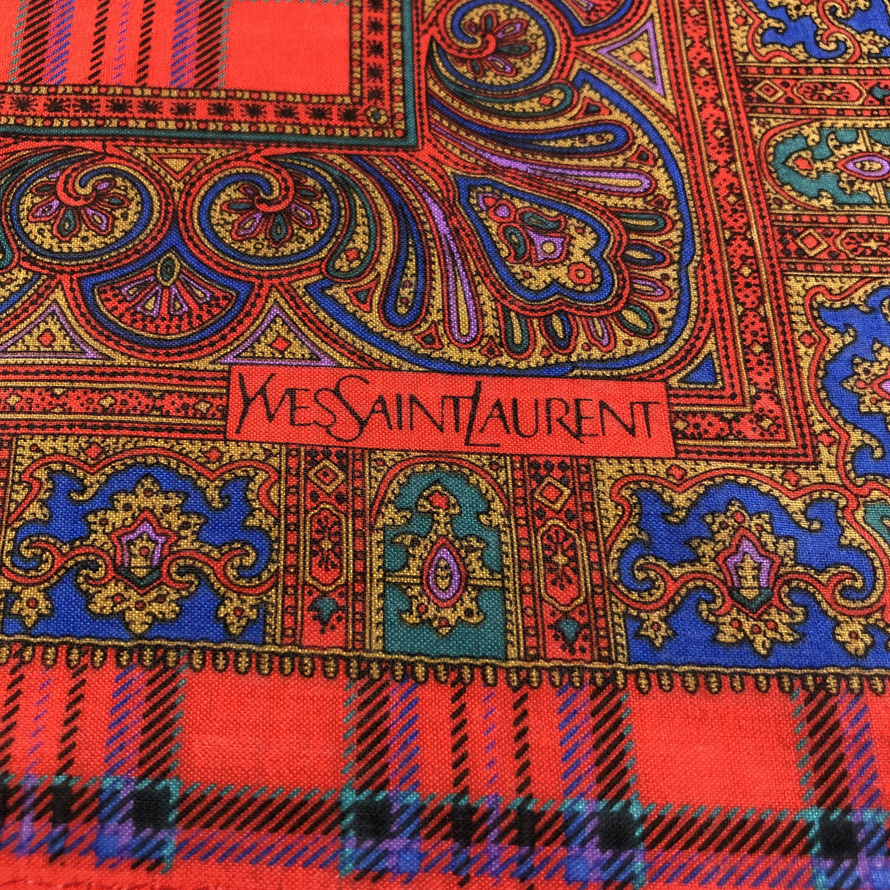 Yves Saint Laurent YSL Luxury Paisley Handkerchief Neckerchief Bandana H1549 Size ONE SIZE - 4 Thumbnail