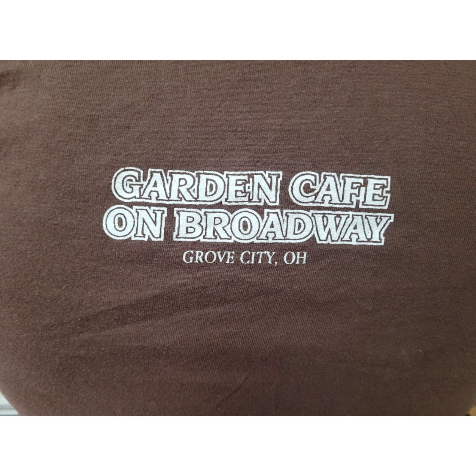 Vintage Womens T-Shirt Garden Cafe I Spill Things V-Neck XL Brown 100% Cotton LAT Short Sleeve Juniors Womens Halloween 90s? Size XL / US 12-14 / IT 48-50 - 4 Thumbnail