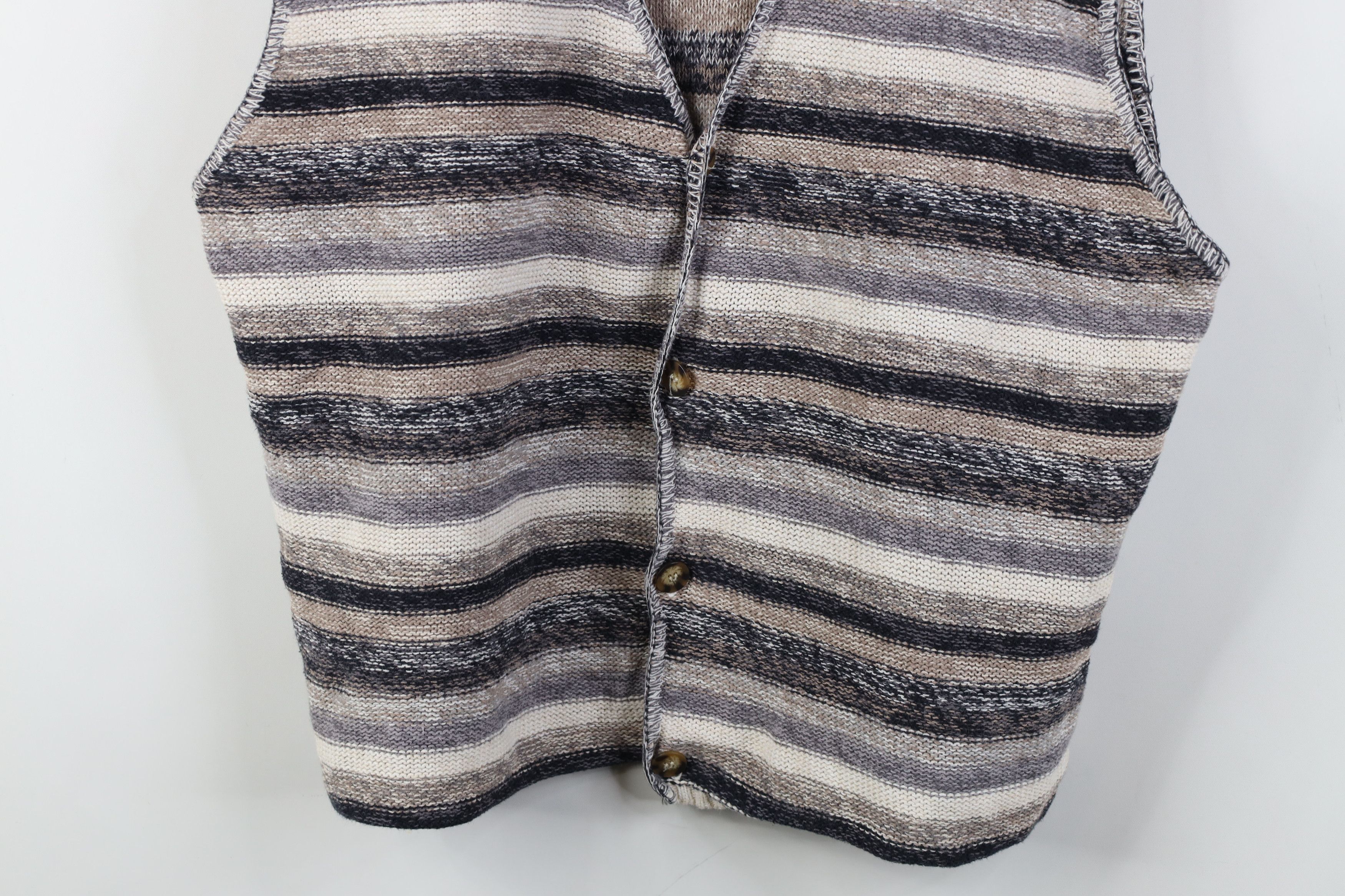 Vintage Vintage 90s Streetwear Earth Tone Striped Knit Sweater Vest Size US XL / EU 56 / 4 - 3 Thumbnail