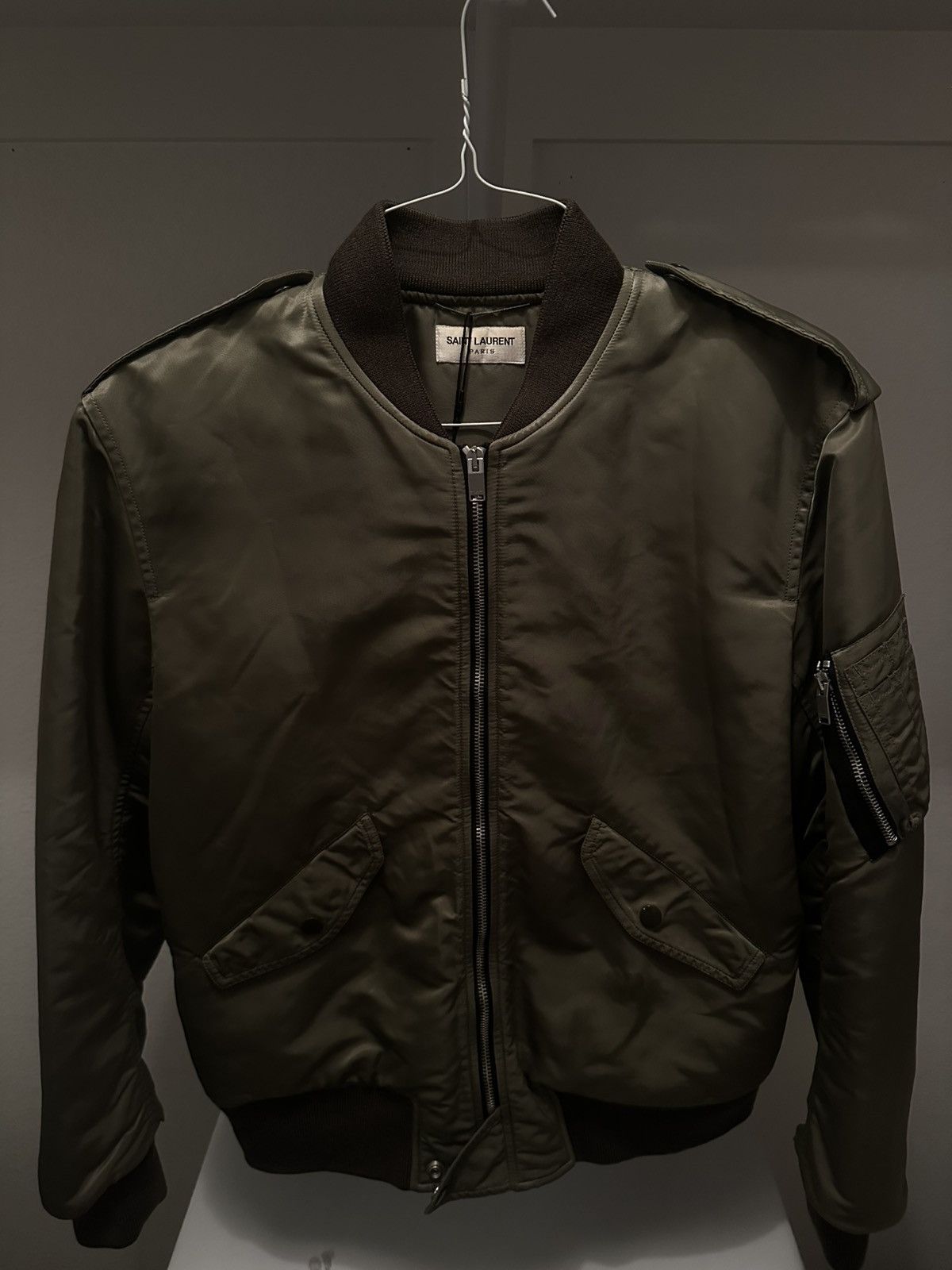 Hedi Slimane × Saint Laurent Paris 15FW Black Nylon MA-1 Bomber