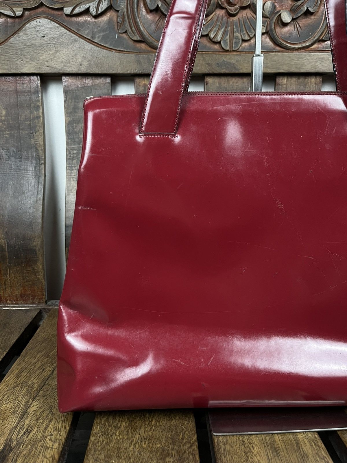 Prada Prada Fall/Winter 1998 Burgundy Patent top handle bag Size ONE SIZE - 18 Thumbnail