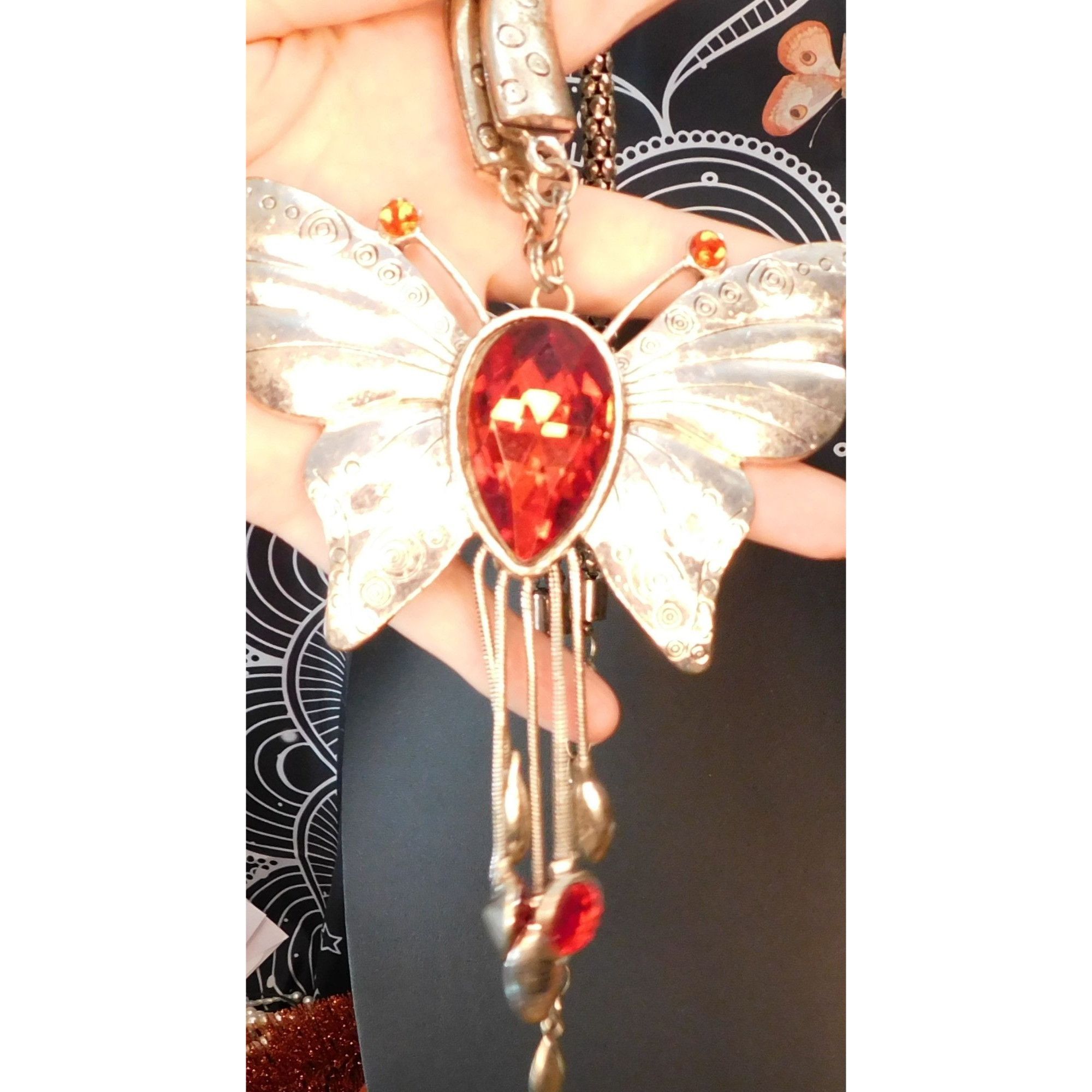 Other Fairycore Fantasy Large Silver Tone Butterfly Necklace Size ONE SIZE - 5 Thumbnail