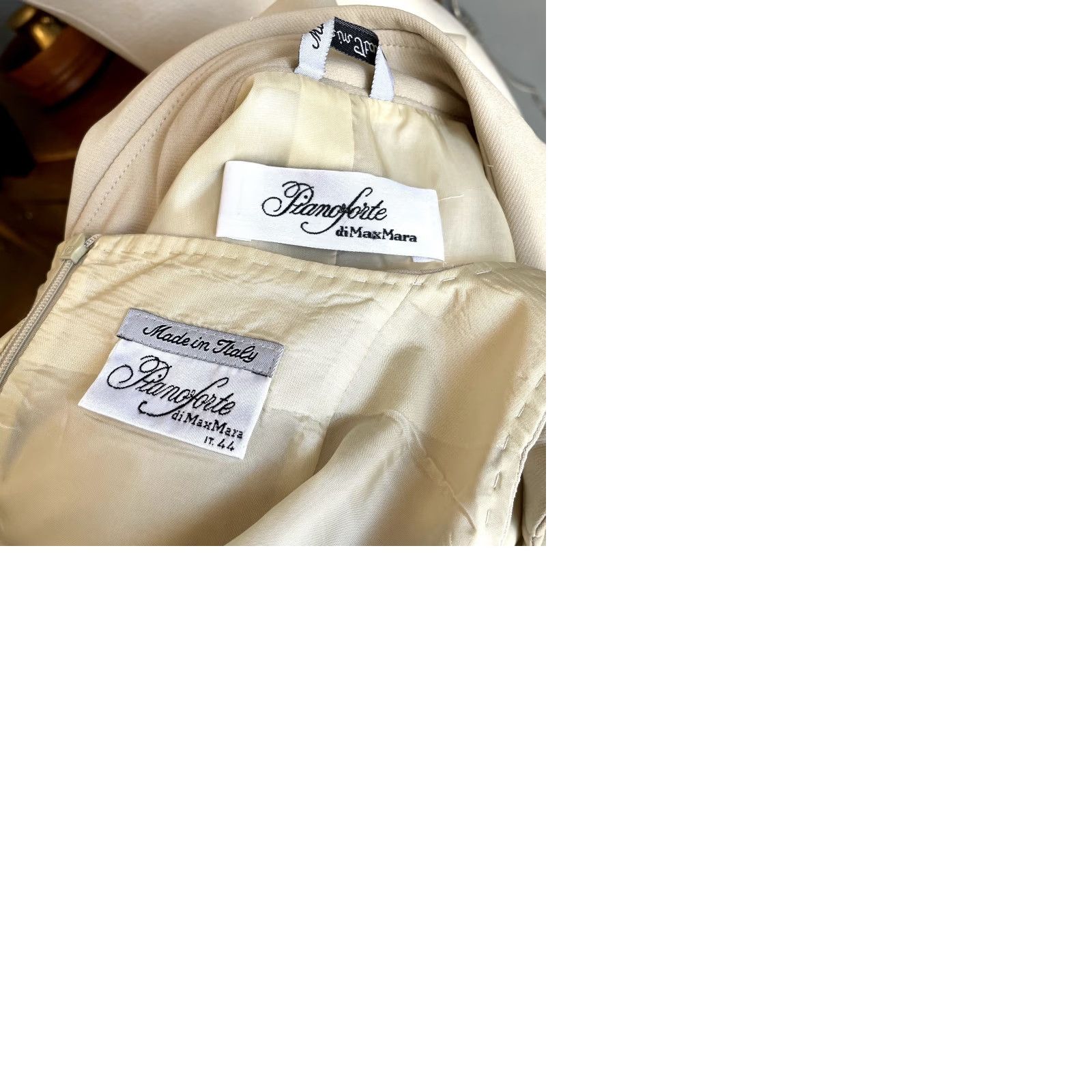 Max Mara VINTAGE MAX MARA 2pc Jacket & Maxi Long Dress Beige Suit Sz 10 Jacket Dress Women Size L / US 10 / IT 46 - 9 Thumbnail