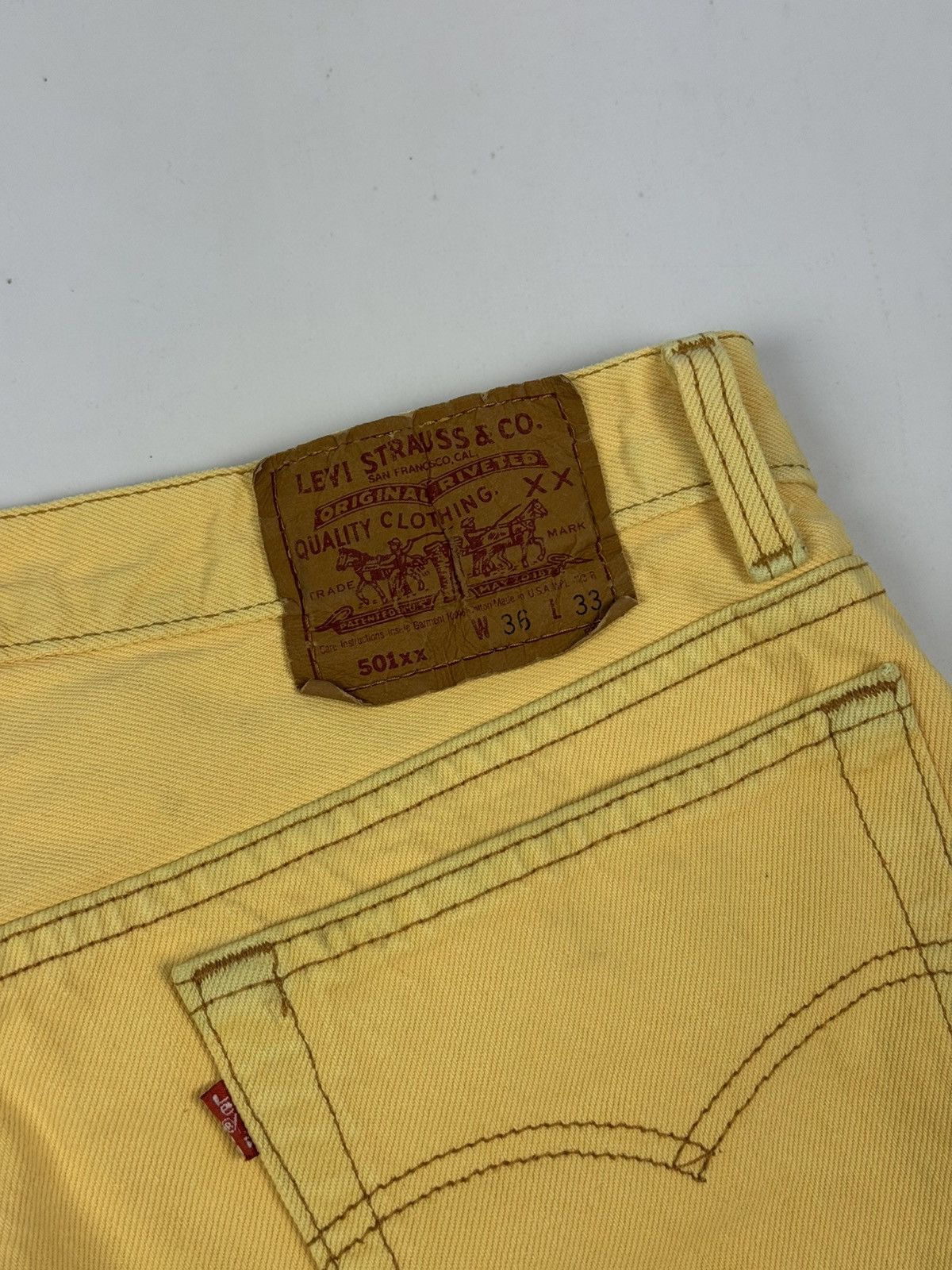 Levi's 1990’s Distressed Levi’s 501xx Yellow Denim Jeans Pants Size US 36 / EU 52 - 22 Thumbnail