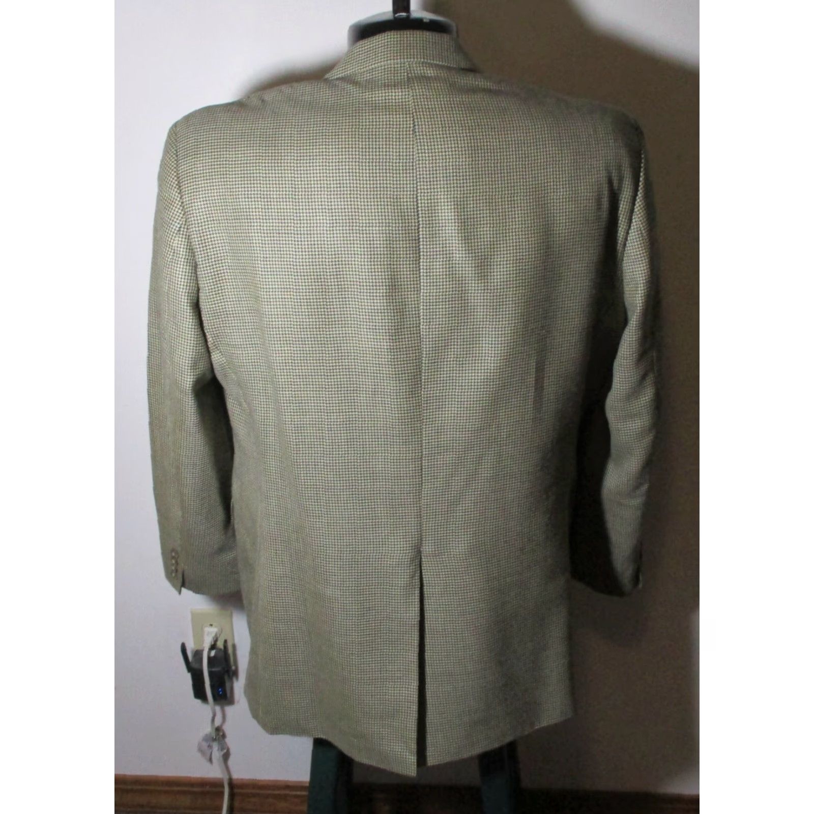 Ralph Lauren LAUREN Ralph Lauren Tan Brown Silk Wool Blazer Jacket 44L Men Blazer Classic Two-Button Single-Breasted Check Vintage No Size 44R - 5 Thumbnail