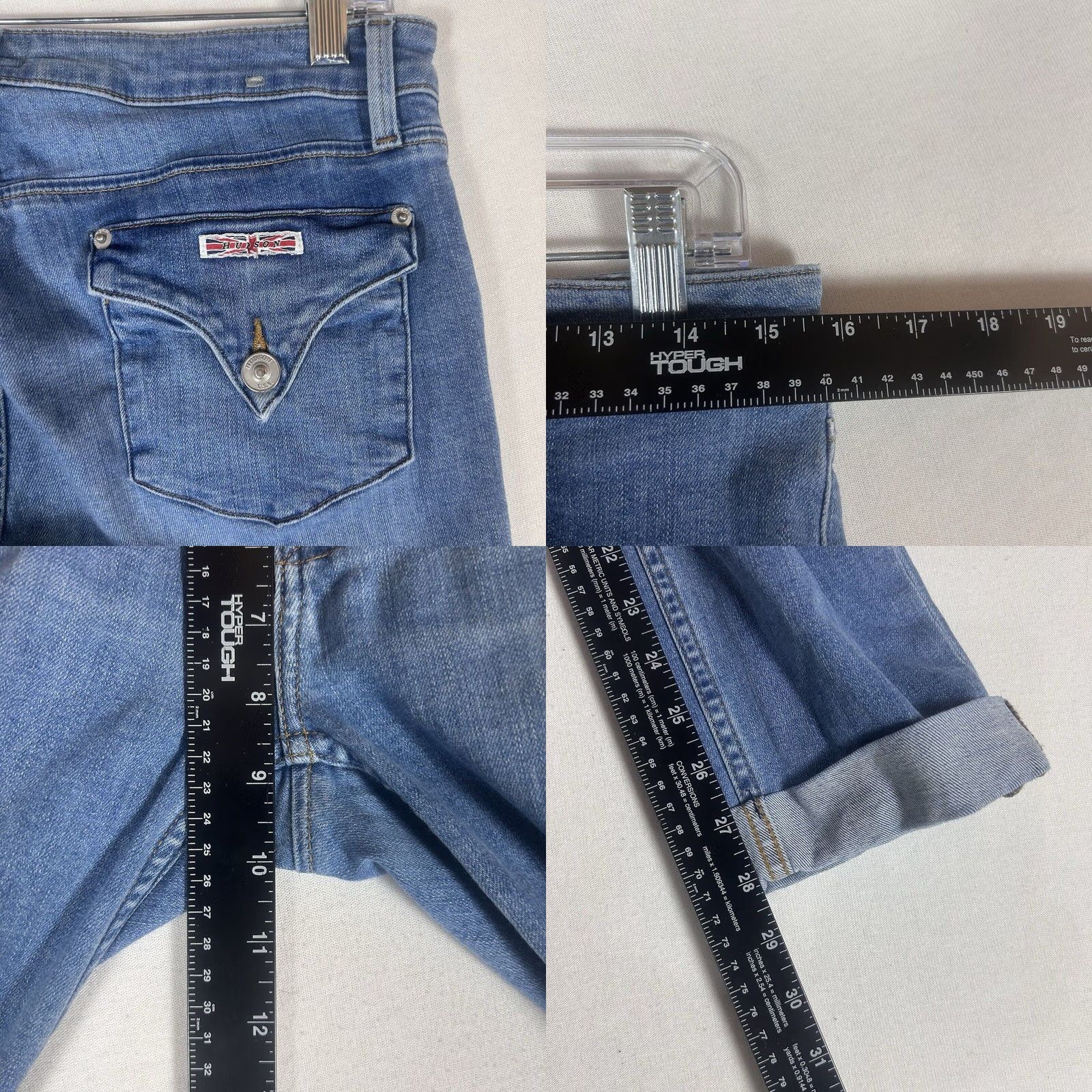 Hudson Hudson Bacara Crop Straight Cuffed Jeans Womens 27 Medium Wash Denim Mid Rise Blue 5-Pocket Logo Zip Mens? Womens Size 27" / US 4 / IT 40 - 8 Thumbnail