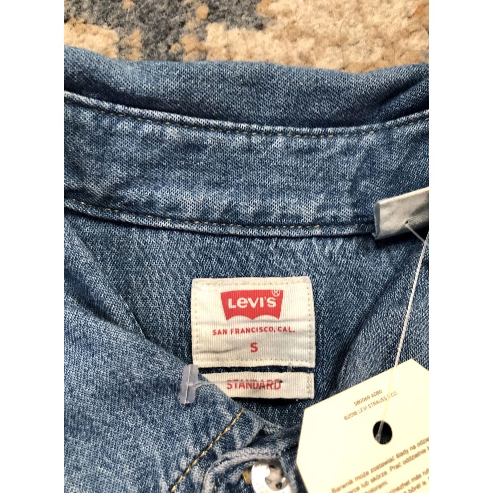 Levi's Levi's Shirt Mens S Blue Denim Western Snap Front Long Sleeve Standard Fit Size US S / EU 44-46 / 1 - 7 Thumbnail