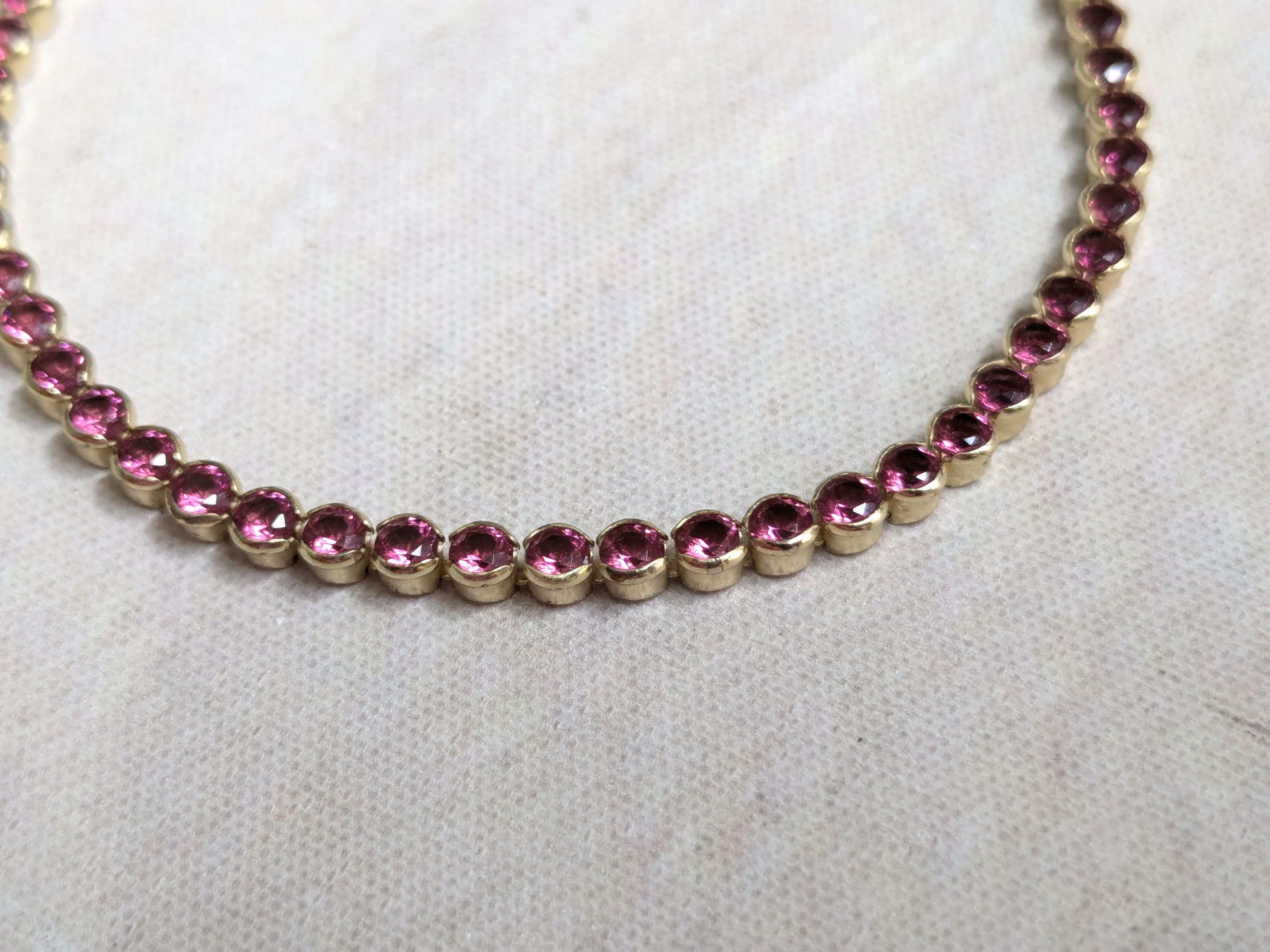 Sterling Silver Sterling Silver Tennis Bracelet Pink Round 8.25" Size ONE SIZE - 3 Thumbnail