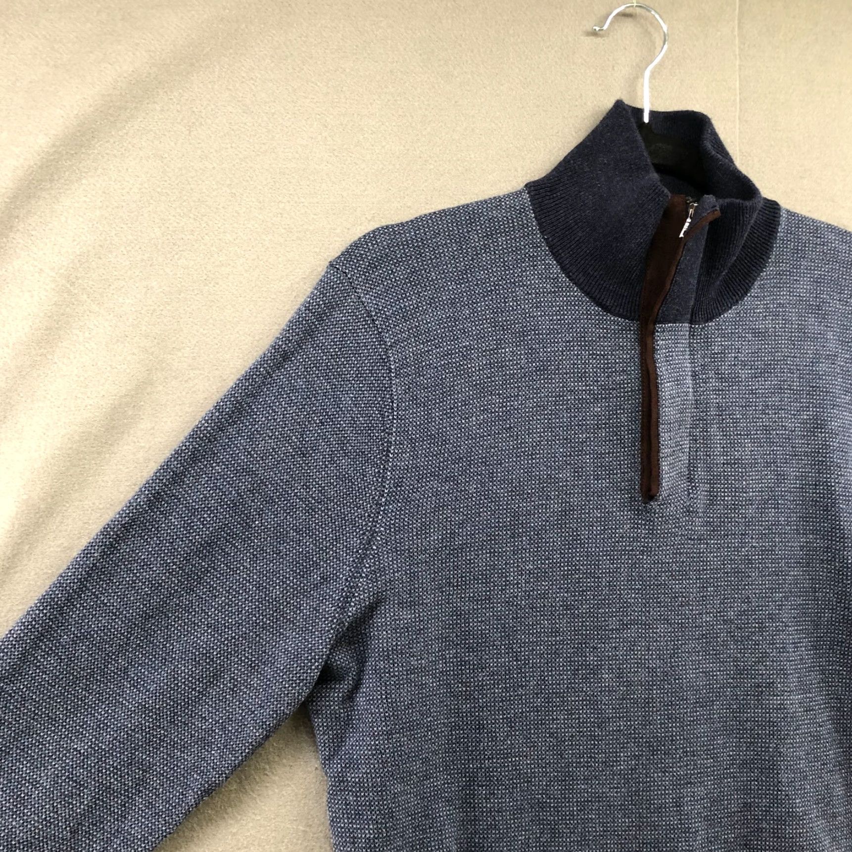 Banana Republic VINTAGE Banana Republic 1/4 Zip Sweater Mens M Cotton Blue Waffle Knit Textured Pullover Shirt? Size US M / EU 48-50 / 2 - 5 Thumbnail