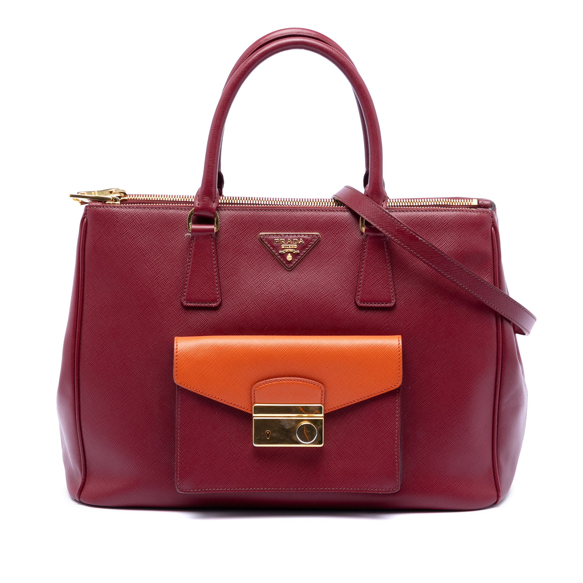 Prada Prada Saffiano Lux Galleria Double Zip Front Pocket Satchel Size ONE SIZE - 1 Thumbnail