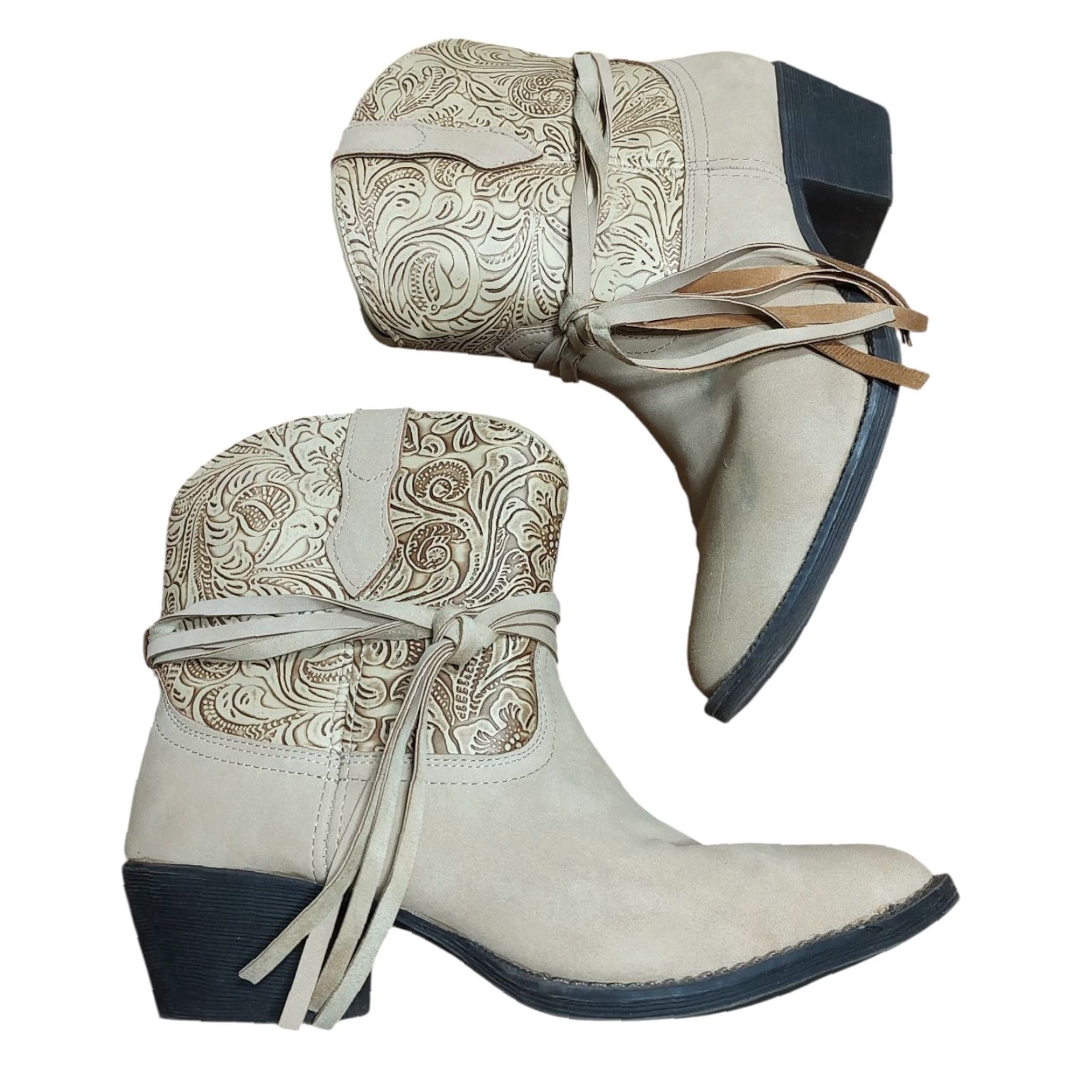 Vintage Dingo Valerie Paisley Round Toe Cowboy Boots Womens Beige Casual 8M DI8951 Size 8M Size US 8 / IT 38 - 2 Thumbnail