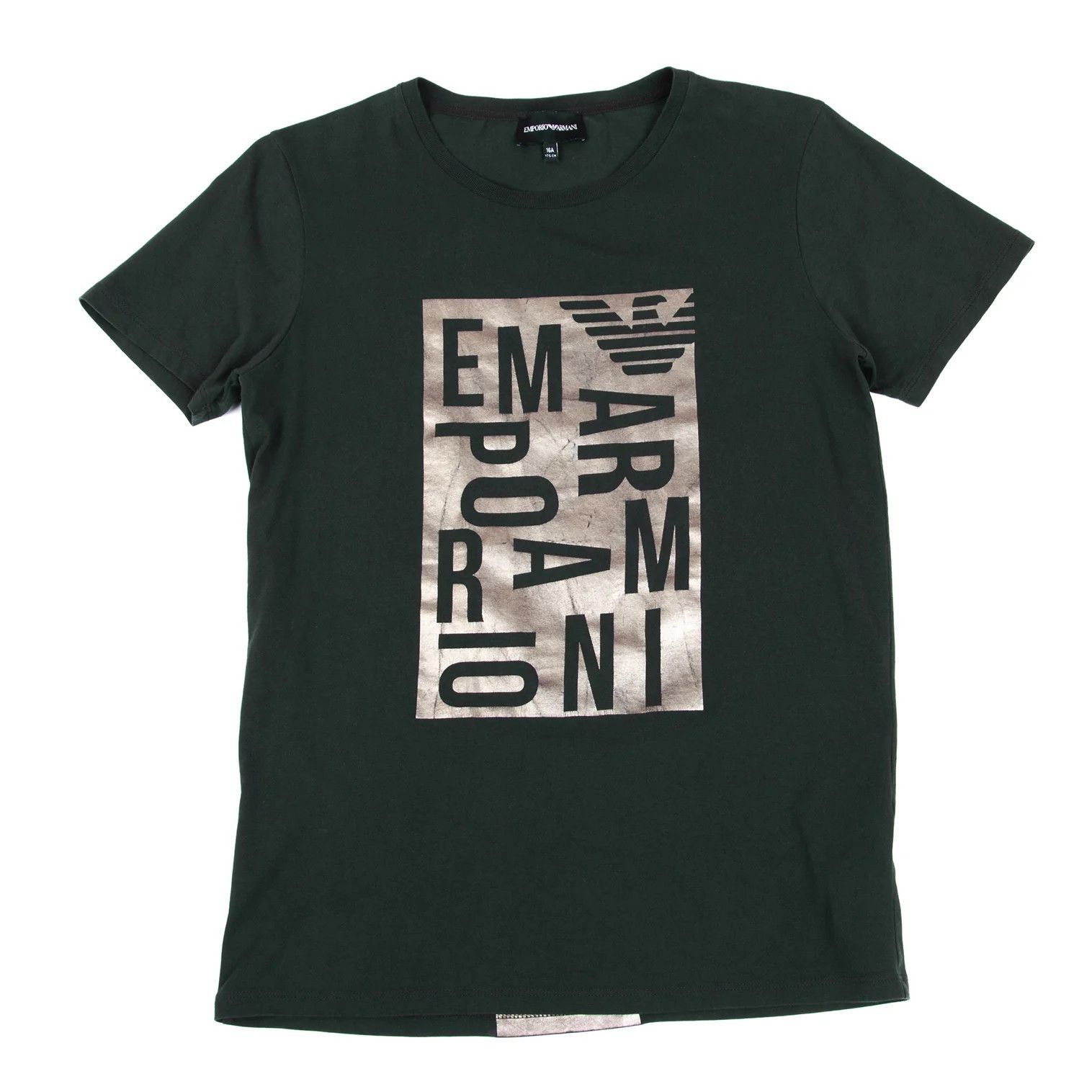 Emporio Armani Logo Foil Print T-Shirt in Dark Green 170/88A Size US S / EU 44-46 / 1 - 1 Thumbnail