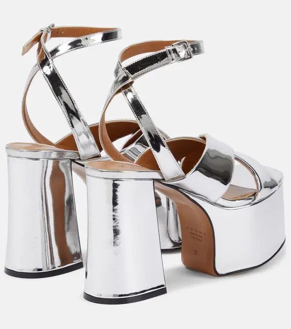 Marni o1w1db10125 Mirrored Leather Platform Sandals in Silver Size US 7 / IT 37 - 4 Thumbnail