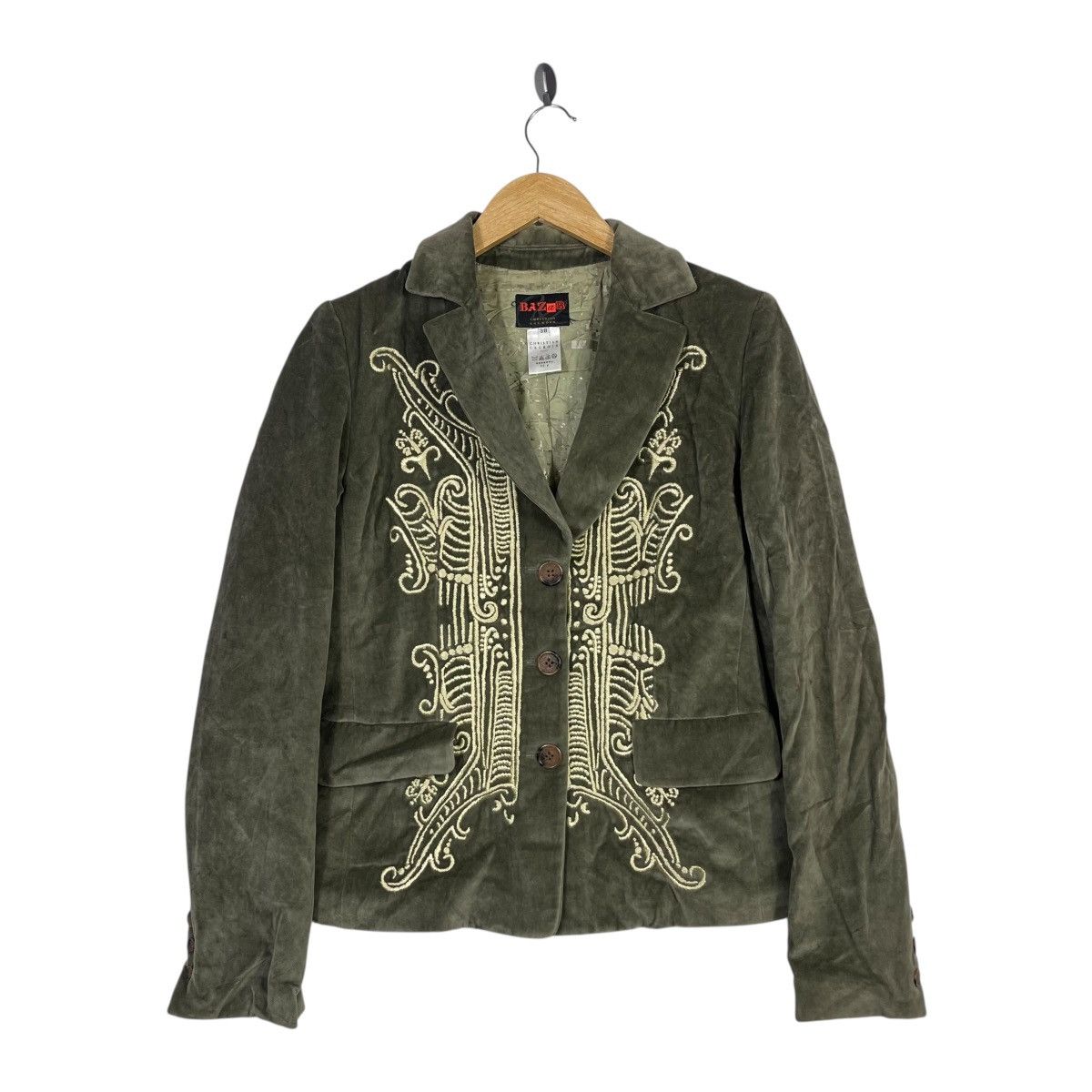 Christian Lacroix Christian Lacroix Bazar Embroidered Velvet Blazer Olive Gree Size S / US 4 / IT 40 - 1 Thumbnail